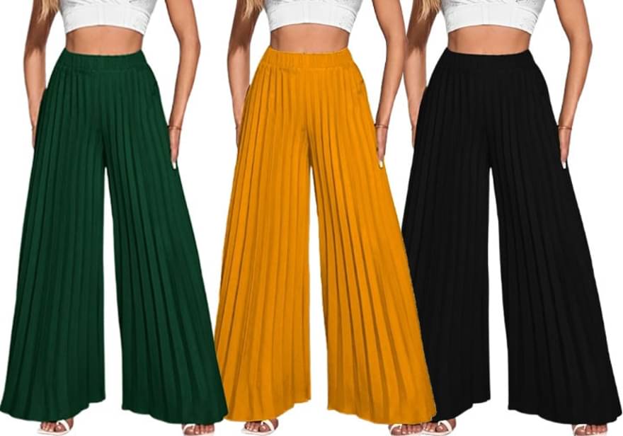     			Parona Pack of 3 Polyester Straight Women's Palazzos ( Multicolor 5 )