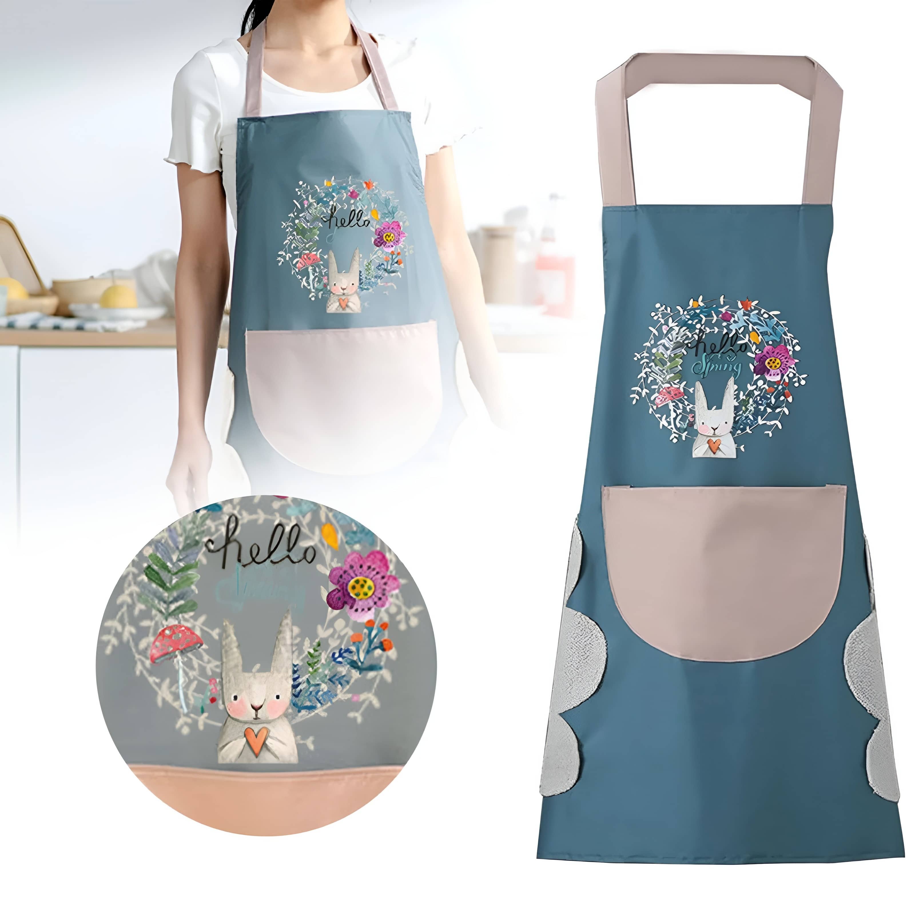 SARVASHVA TRENDS PVC Printed Kitchen Apron with 1 Center Pocket ( Pack of 1 )