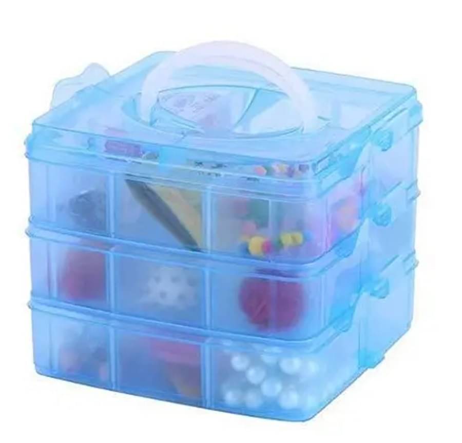     			Stysol 18 Grid Jewellery Box Set 3 Layer Small Item Organizer
