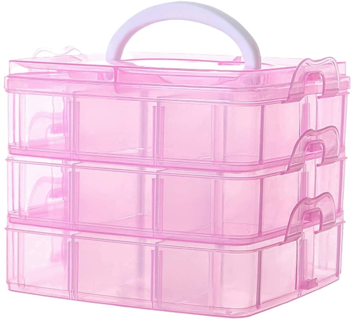     			Stysol 18 Grid Multipurpose Plastic Jewellery Organizer Plastic Grid Box Organizer for Jewelry, Hair Pins,  and Kit Ear Ring Organiser Storage Box for Travel Home Women - Transparent