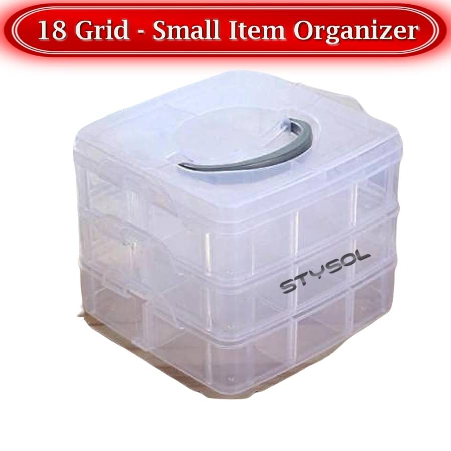     			Stysol 18 Grid Multipurpose Plastic Jewellery Organizer Plastic Grid Box Organizer for Jewelry, Hair Pins,  and Kit Ear Ring Organiser Storage Box for Travel Home Women
