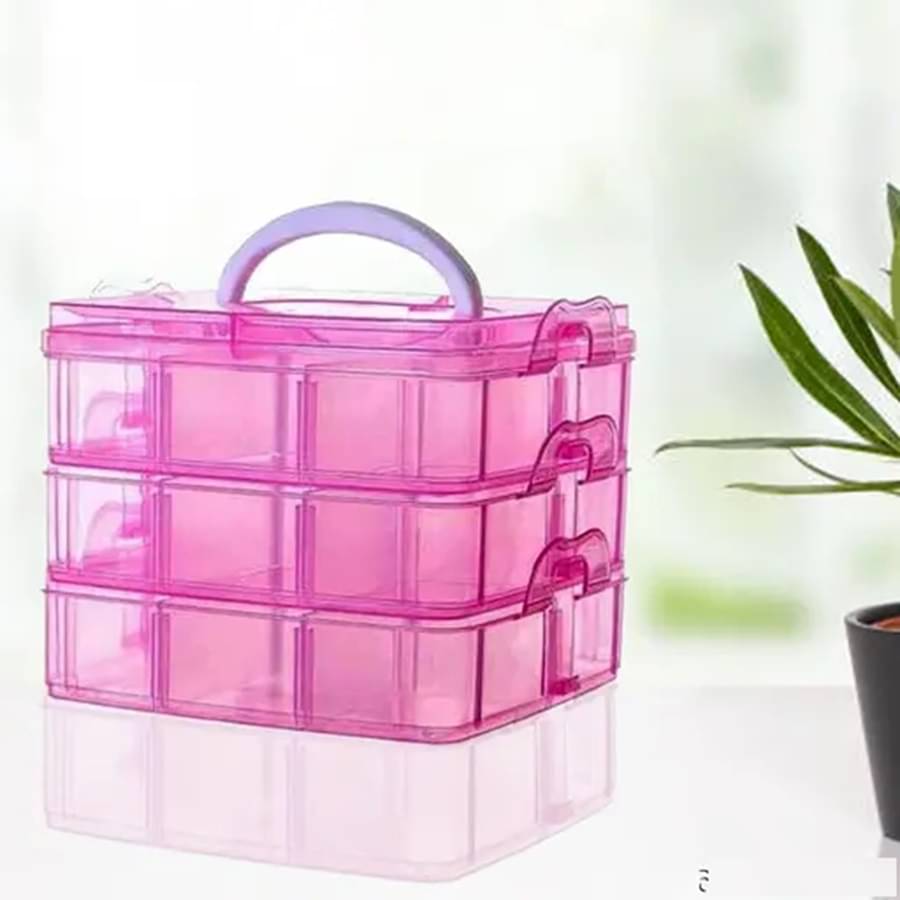     			Stysol 18 Grids Clear Plastic Organizer Jewelry Storage Box with Adjustable Dividers, Transparent Organizer Box for Earring Fishing Hooks