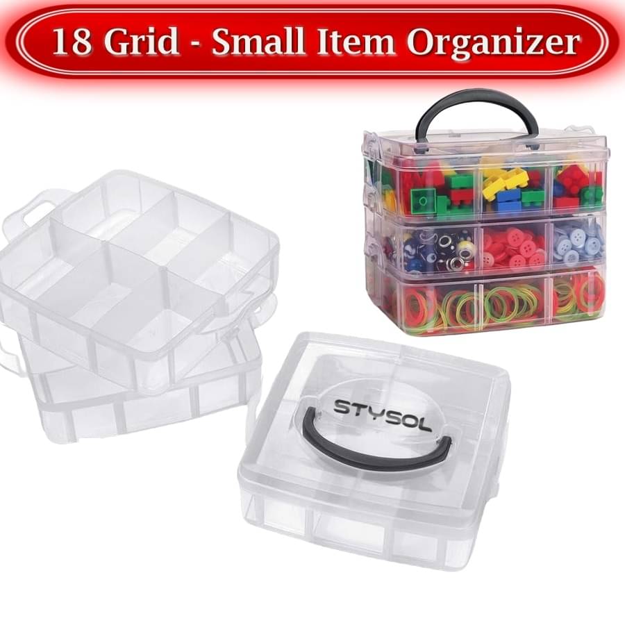 Stysol Earring Organizer , Earring Storage Box 18 Grid Storage Box For Jewellery, Cosmetic Items, Earrings, ETC Multipurpose Organizer Storage Box Stysol Earring Organizer , Earring Storage Box 18 Grid Storage Box For Jewellery, Cosmetic Items, Earrings, ETC Multipurpose Organizer Storage Box