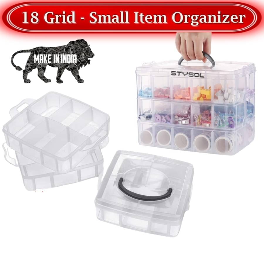 Stysol Jewellery Organisers Plastic 3 layer 18 Grid Square Portable Transparent Storage Detachable Box Organizer Case for jewelry sewing button earrings Hair (Transparent) Multi-grid jewelry tray Stysol Jewellery Organisers Plastic 3 layer 18 Grid Square Portable Transparent Storage Detachable Box Organizer Case for jewelry sewing button earrings Hair (Transparent) Multi-grid jewelry tray