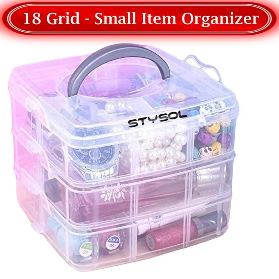 Stysol Jewelry Organiser Box with 18 Grids Partitions Storage Boxes |Jewelry Box, Box, Storage Box, Vanity box Stysol Jewelry Organiser Box with 18 Grids Partitions Storage Boxes |Jewelry Box, Box, Storage Box, Vanity box