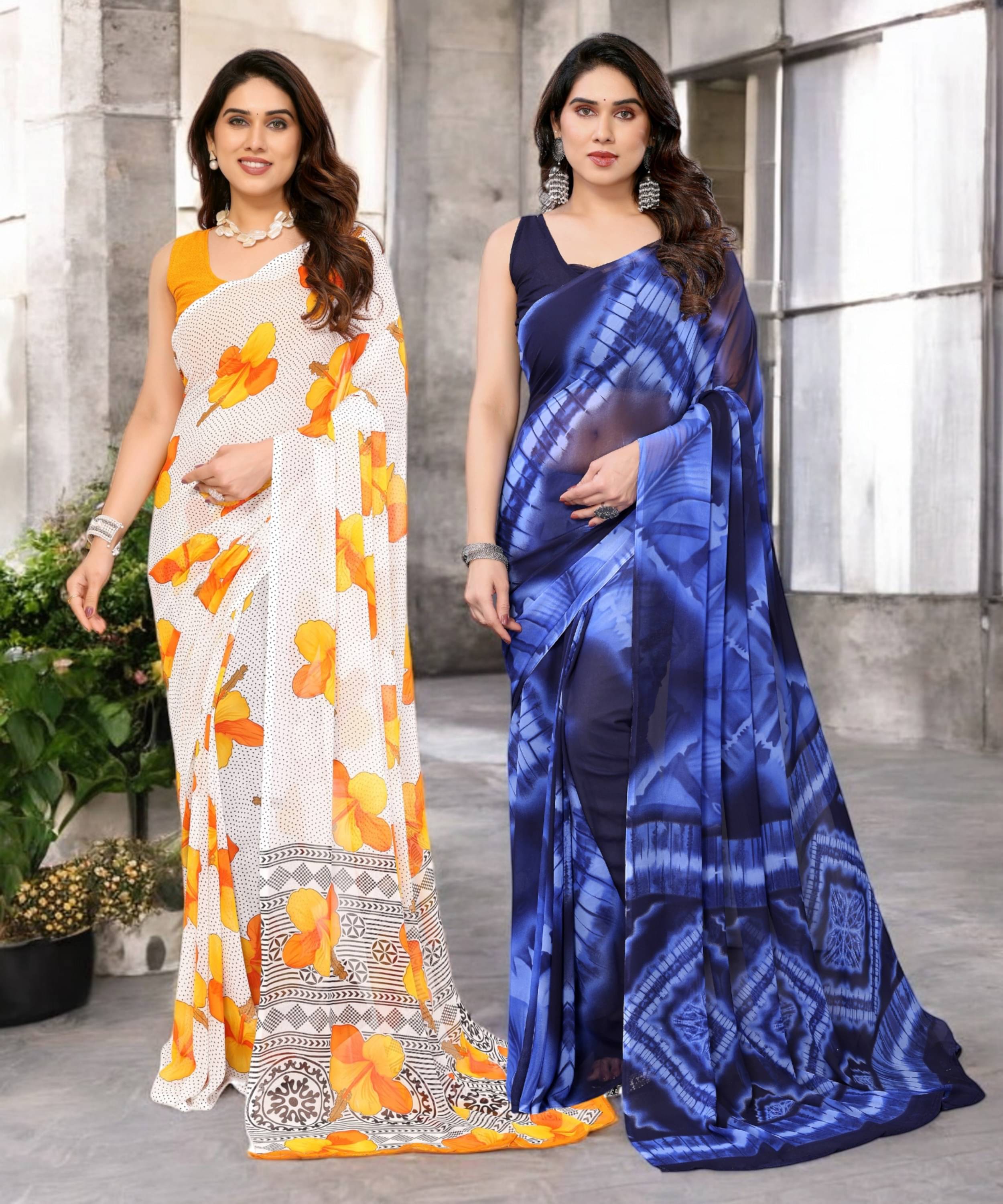     			TTH Georgette Printed Saree Without Blouse Piece ( Multicolor 17 )