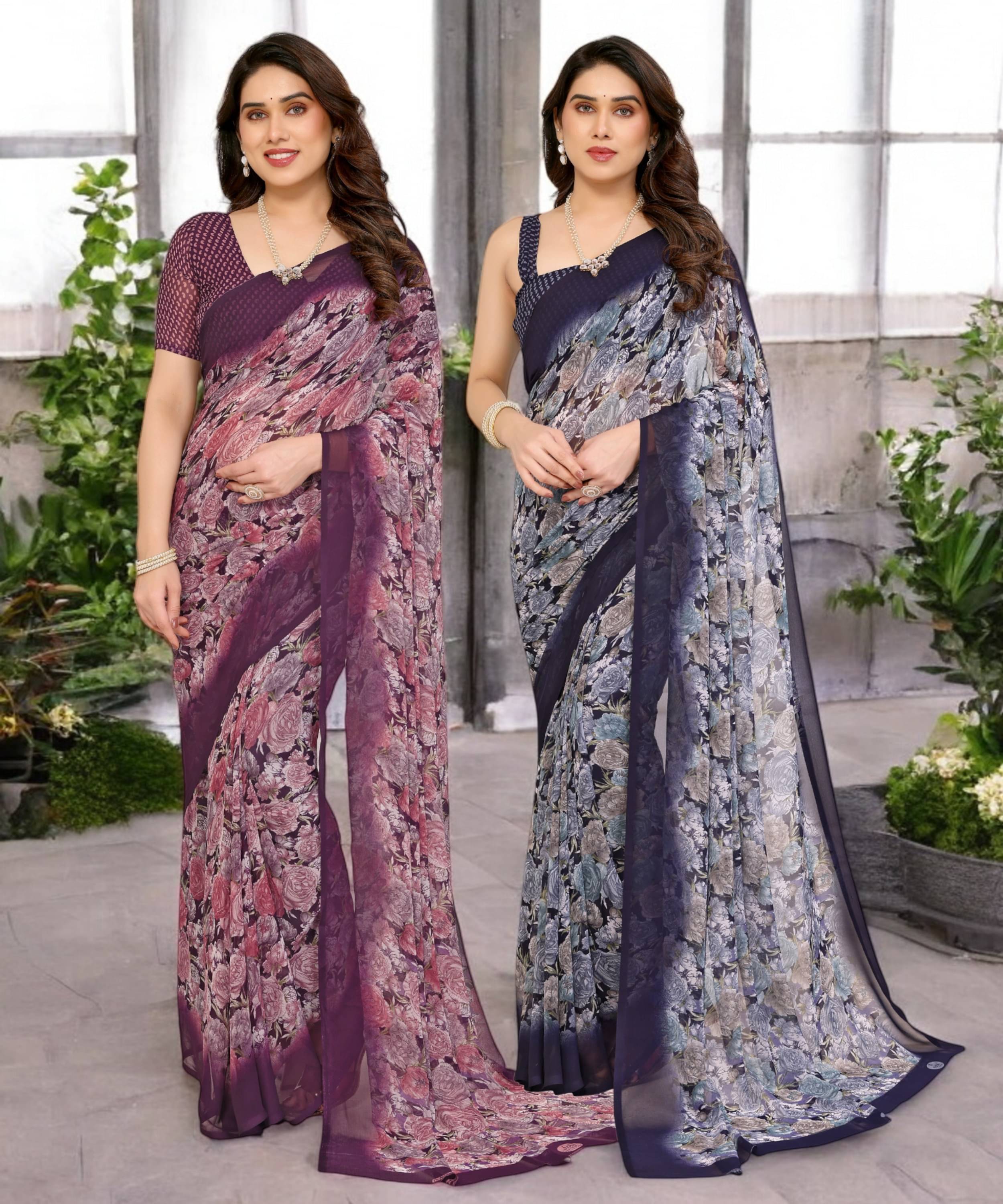     			TTH Georgette Printed Saree Without Blouse Piece ( Multicolor 14 )
