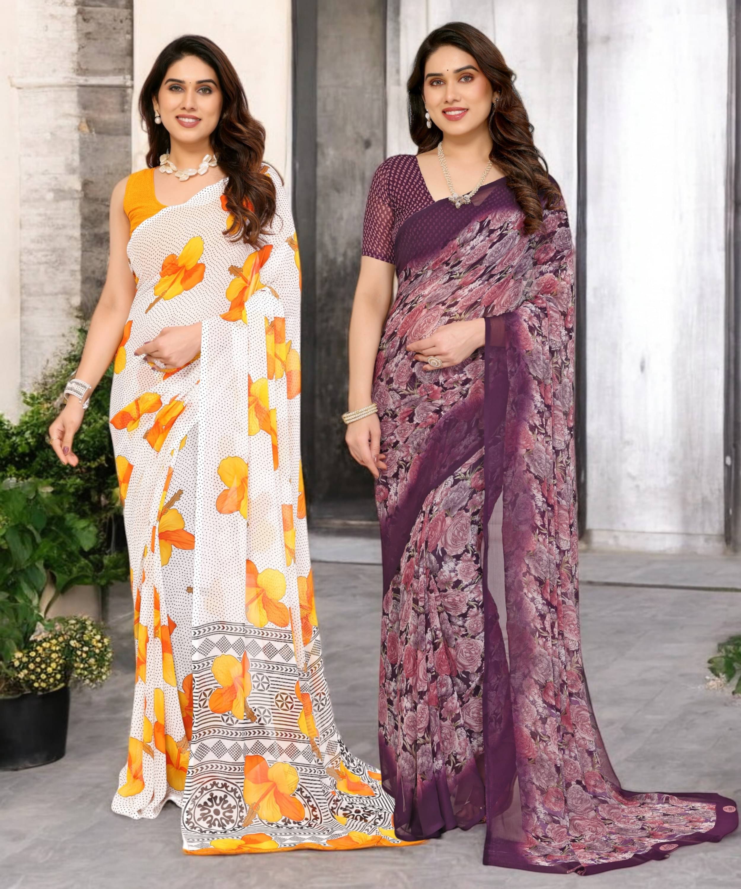     			TTH Georgette Printed Saree Without Blouse Piece ( Multicolor 13 )