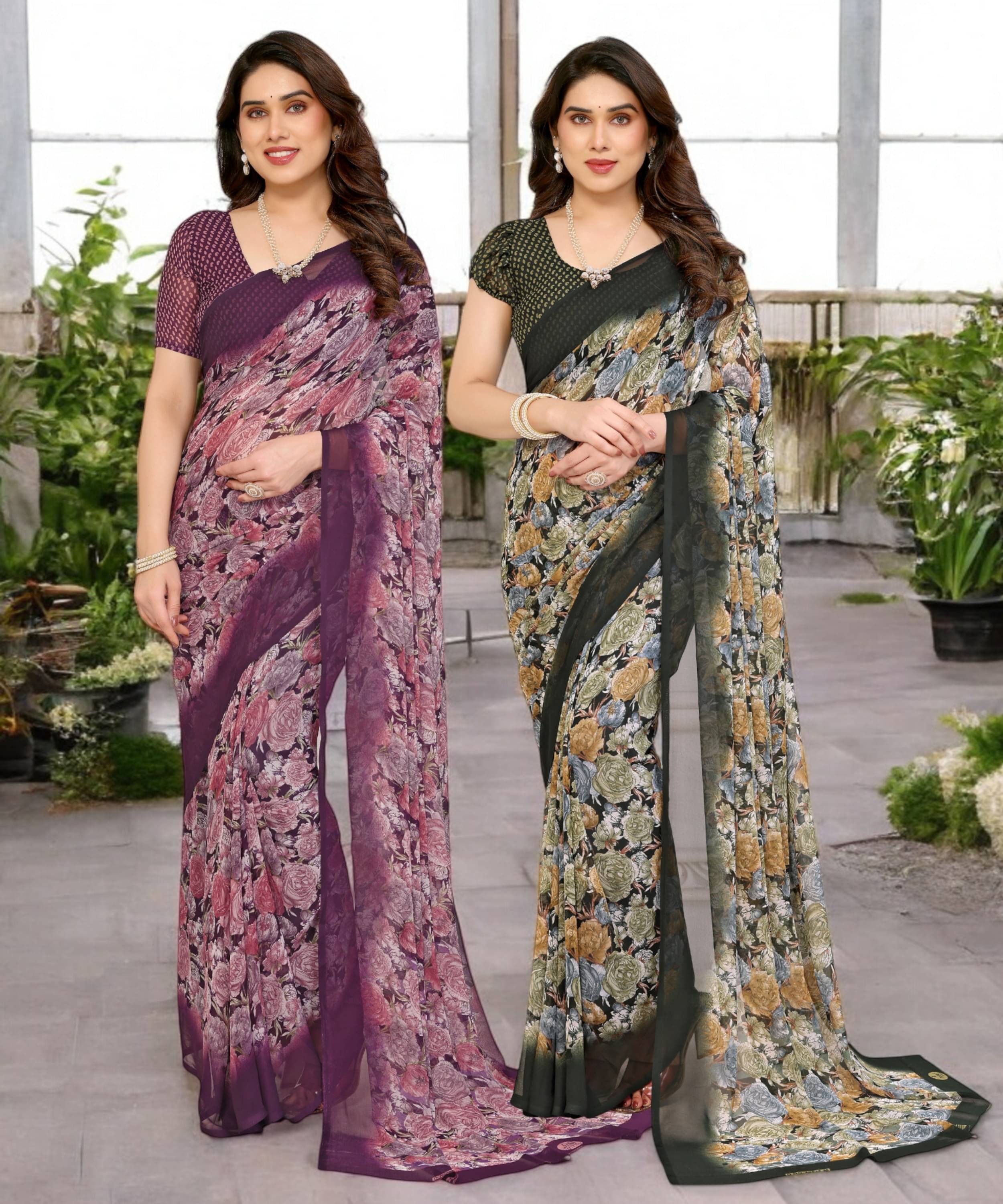 TTH Georgette Printed Saree Without Blouse Piece ( Multicolor 15 ) TTH Georgette Printed Saree Without Blouse Piece ( Multicolor 15 )