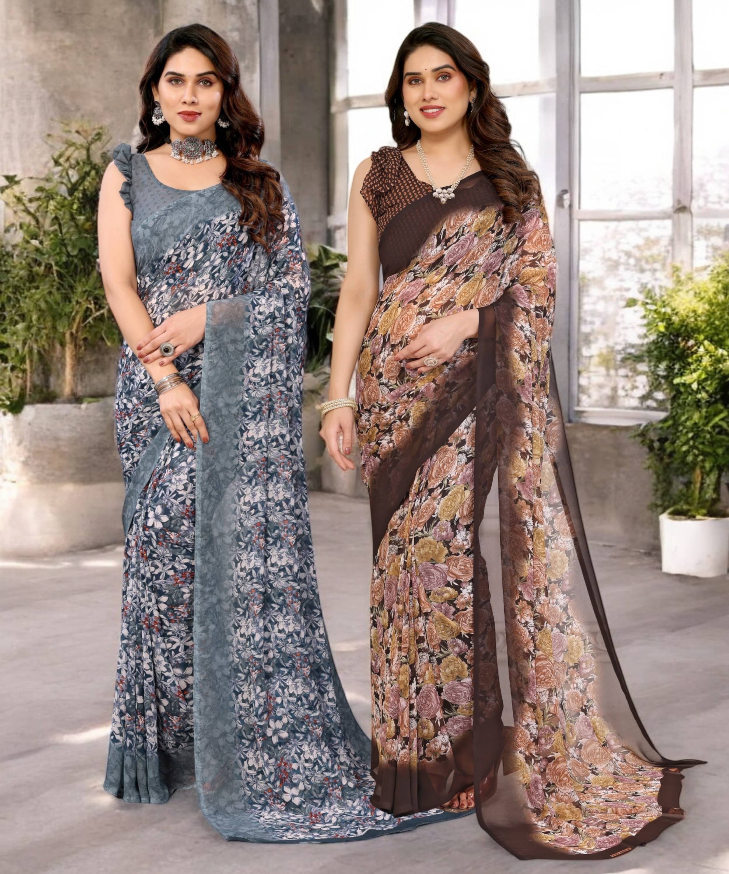     			TTH Georgette Printed Saree Without Blouse Piece ( Multicolor 14 )