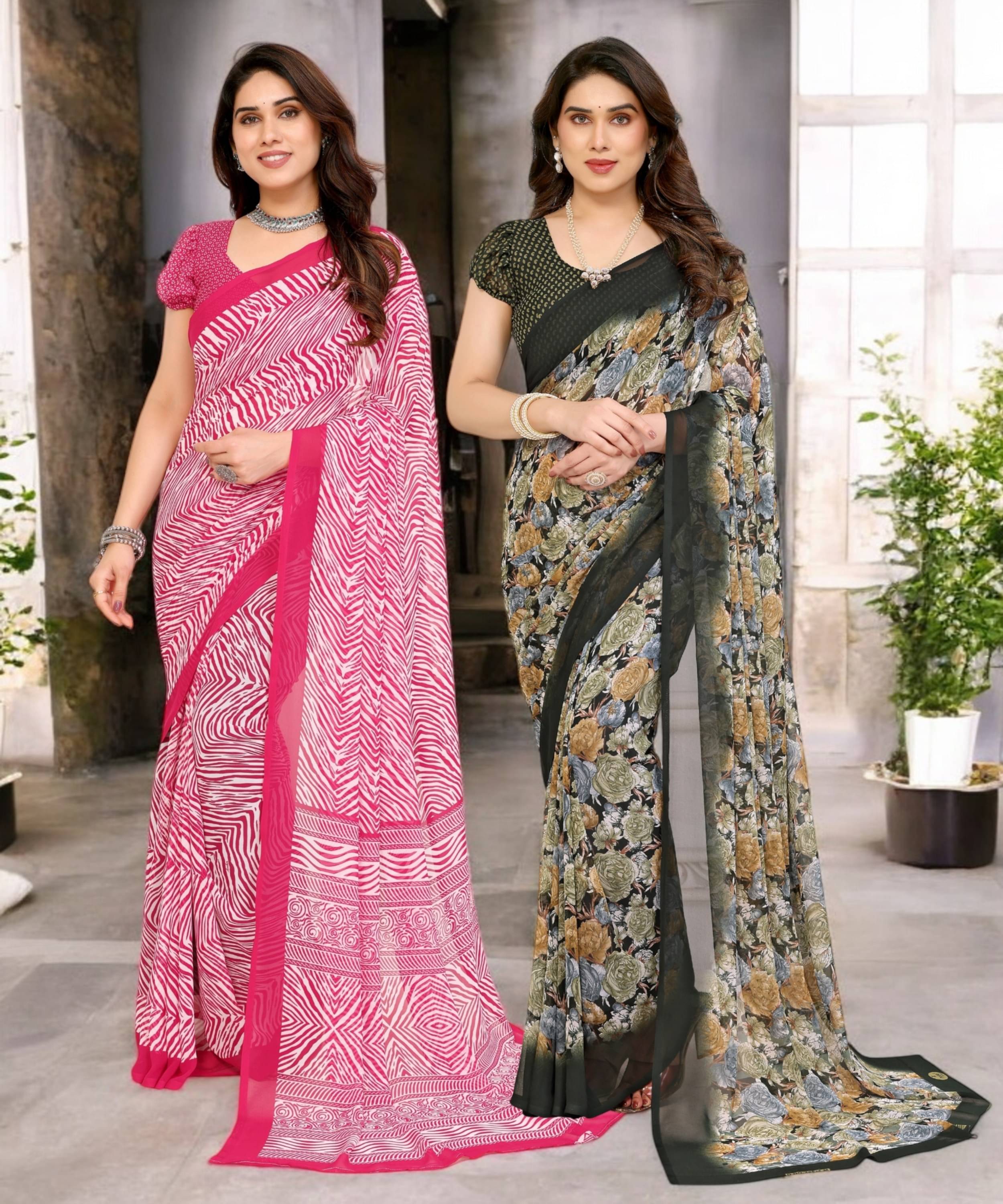 TTH Georgette Printed Saree Without Blouse Piece ( Multicolor 10 ) TTH Georgette Printed Saree Without Blouse Piece ( Multicolor 10 )