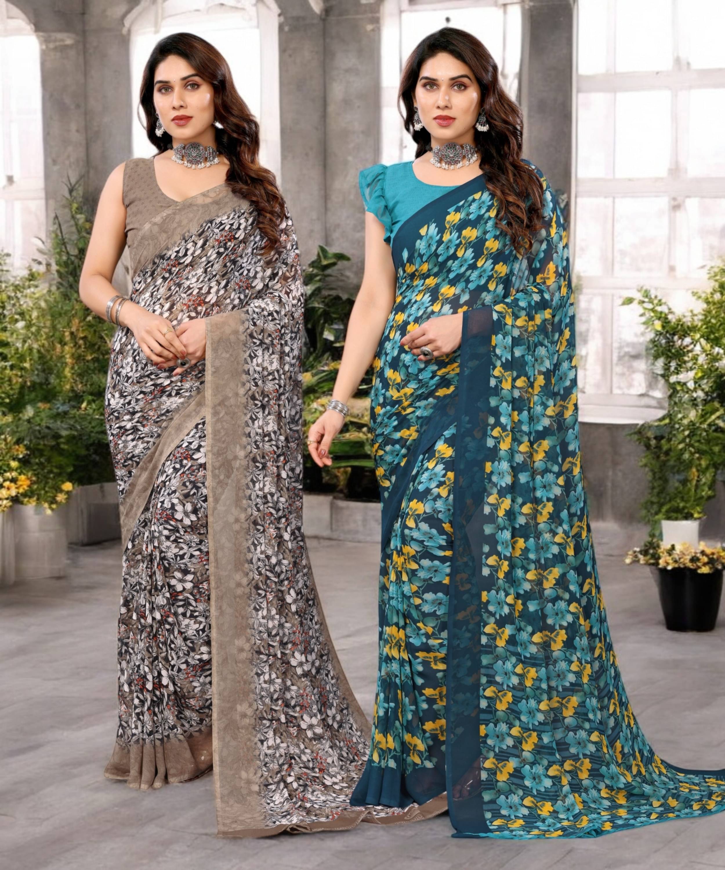     			TTH Georgette Printed Saree Without Blouse Piece ( Multicolor 14 )