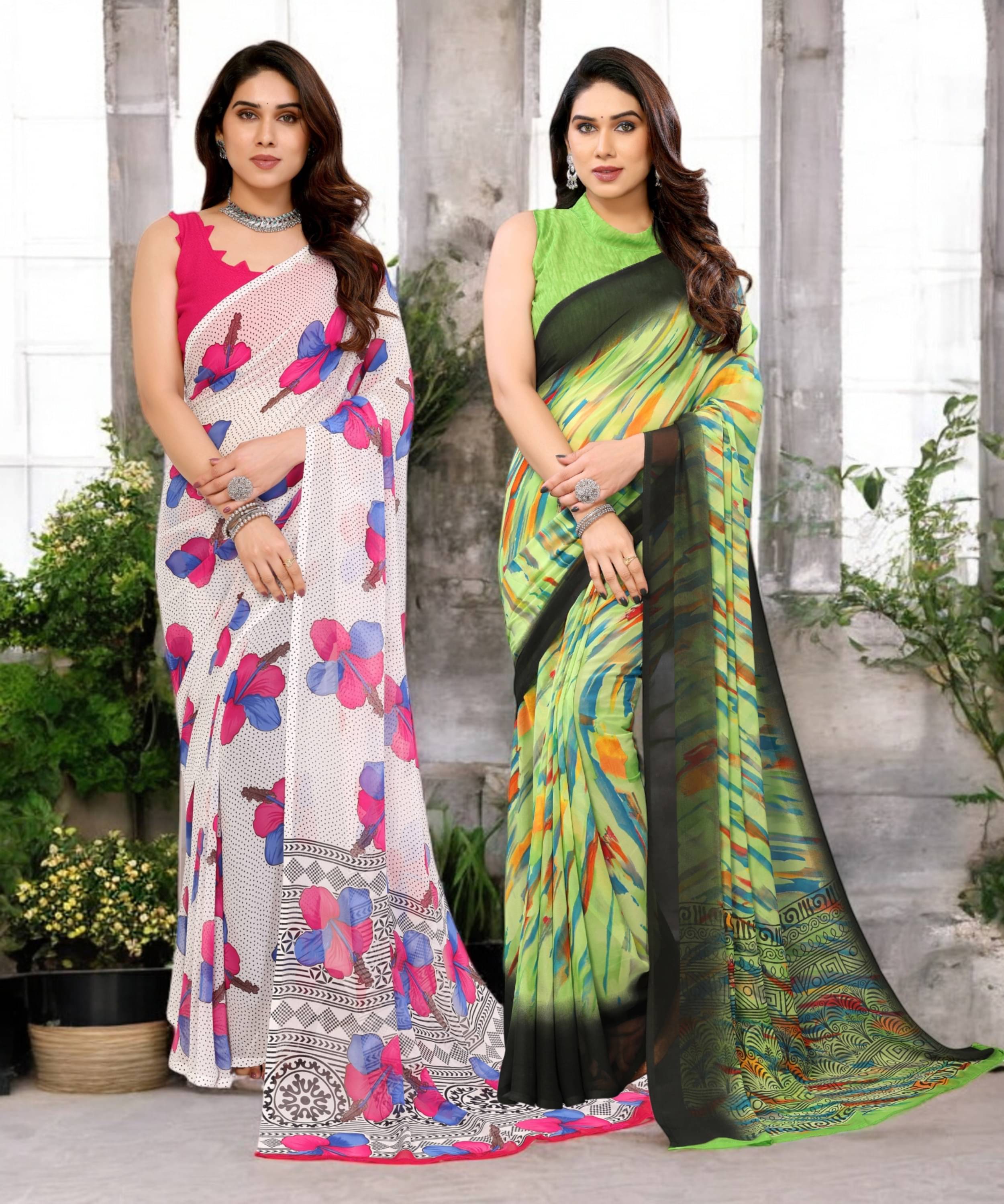 TTH Georgette Printed Saree Without Blouse Piece ( Multicolor 13 )     			TTH Georgette Printed Saree Without Blouse Piece ( Multicolor 13 )