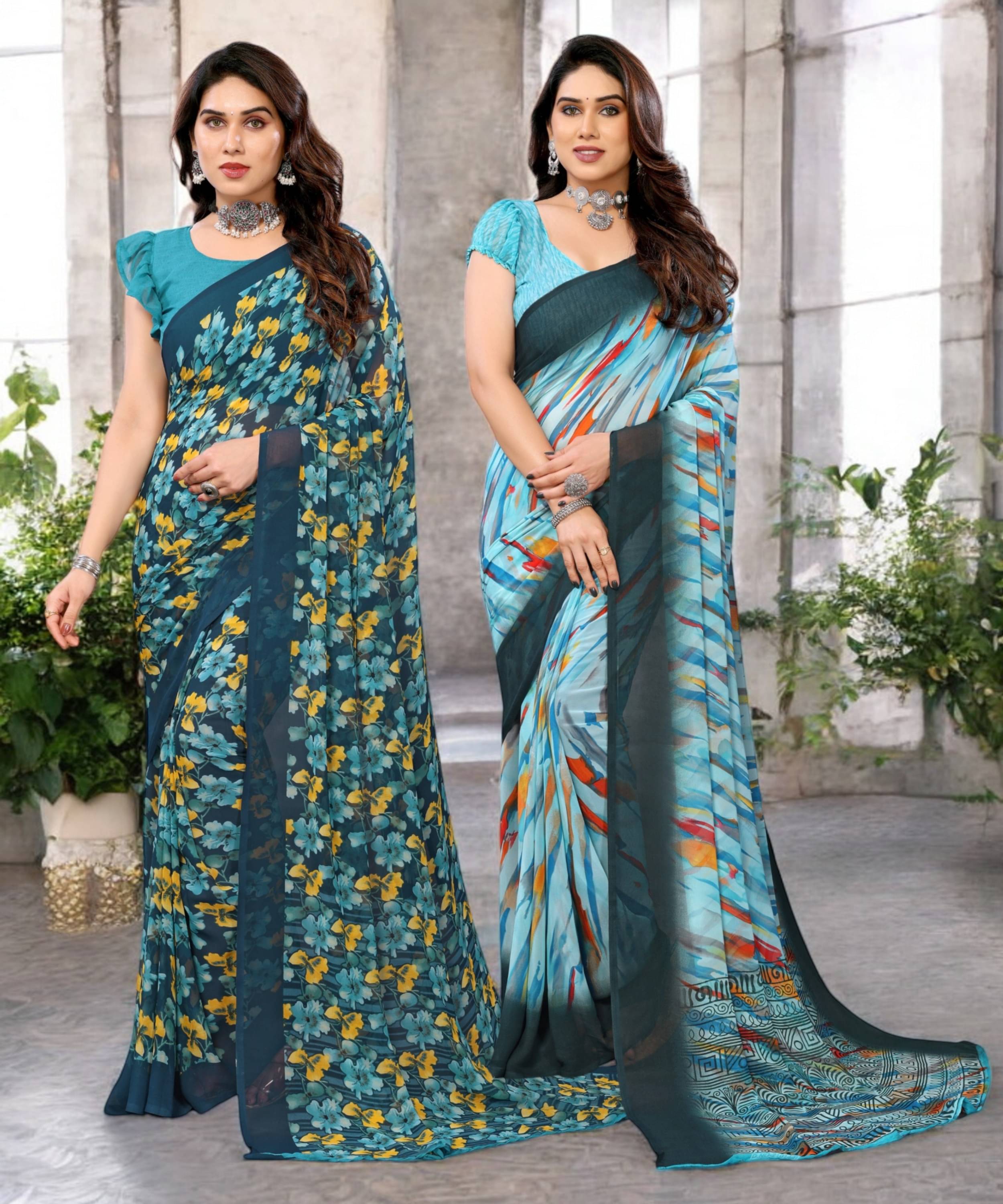 TTH Georgette Printed Saree Without Blouse Piece ( Multicolor 12 ) TTH Georgette Printed Saree Without Blouse Piece ( Multicolor 12 )