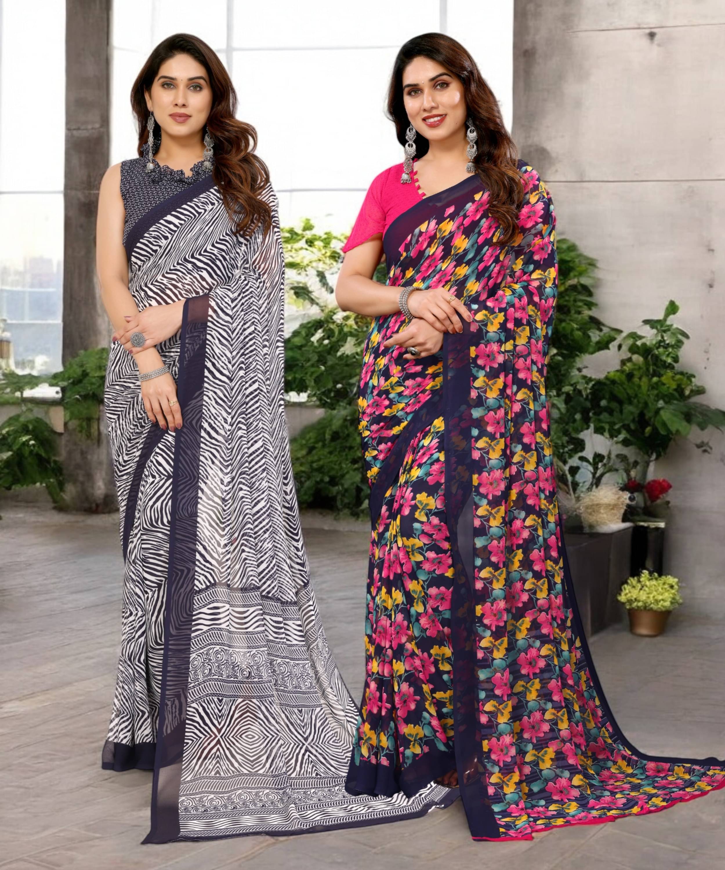 TTH Georgette Printed Saree Without Blouse Piece ( Multicolor 2 ) TTH Georgette Printed Saree Without Blouse Piece ( Multicolor 2 )