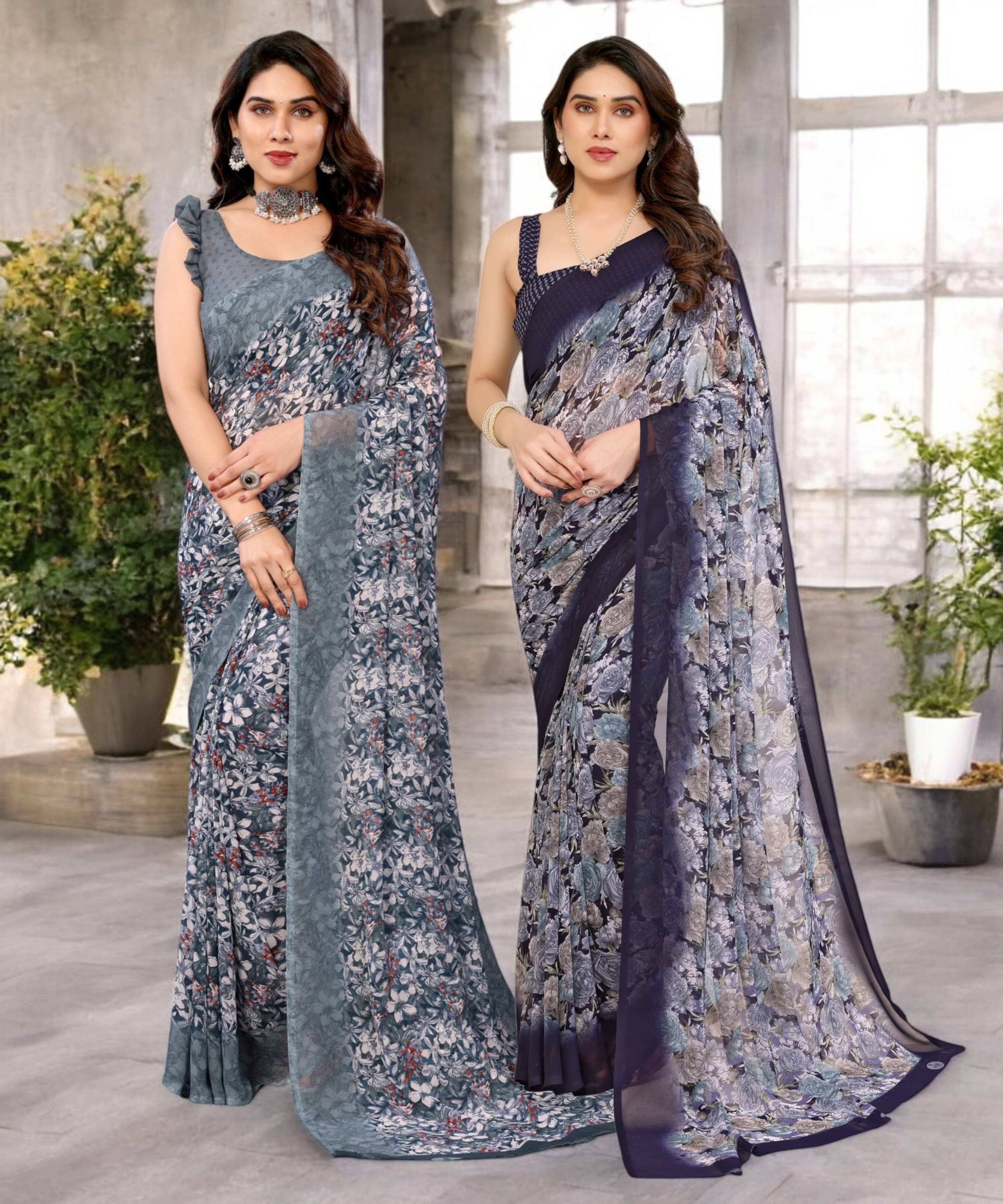    			TTH Georgette Printed Saree Without Blouse Piece ( Multicolor 15 )