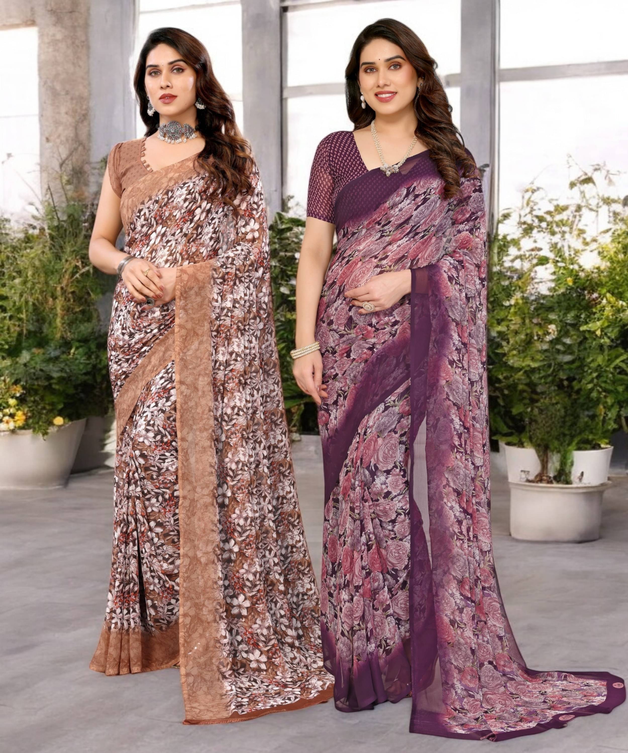     			TTH Georgette Printed Saree Without Blouse Piece ( Multicolor 1 )
