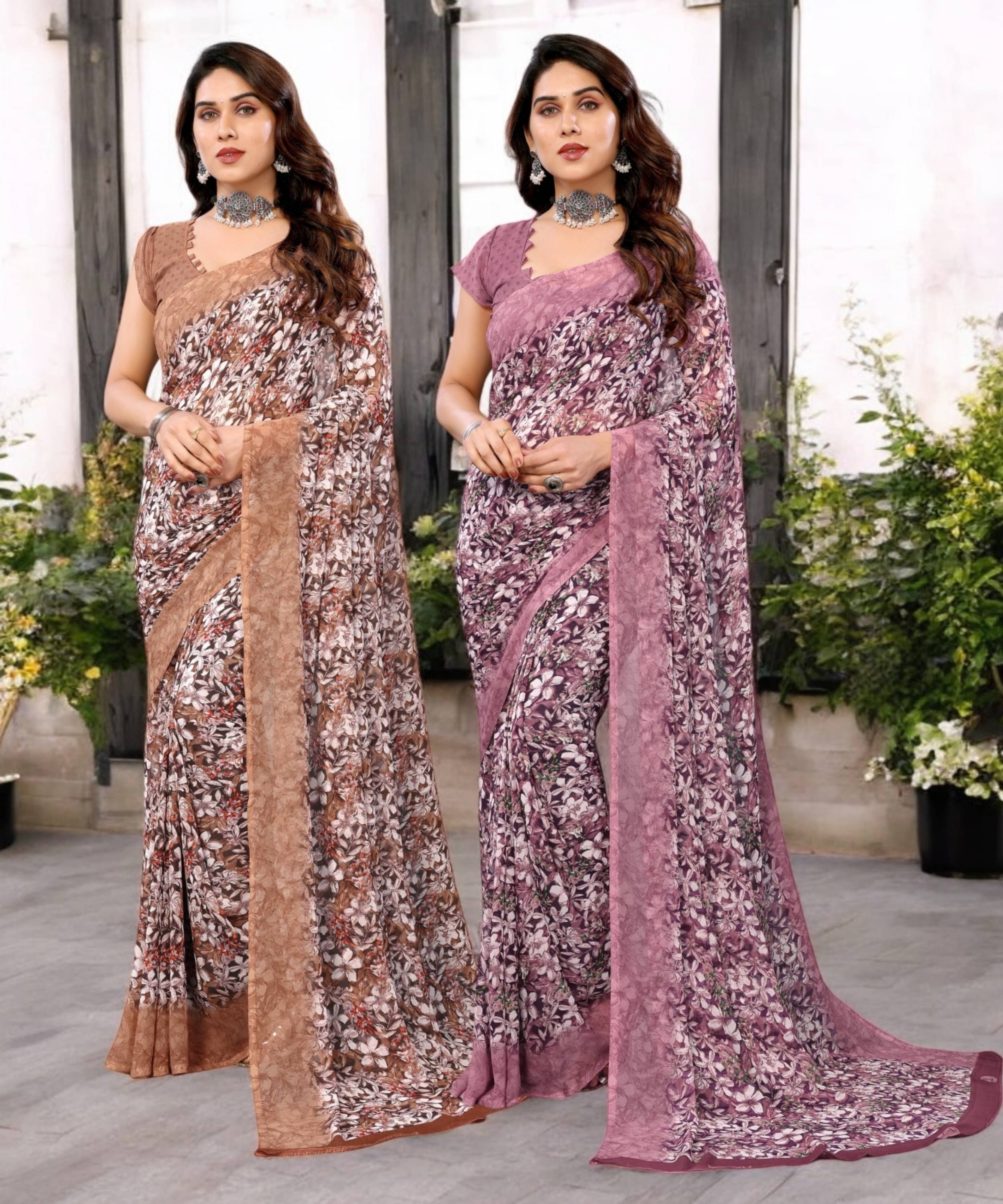     			TTH Georgette Printed Saree Without Blouse Piece ( Multicolor 7 )