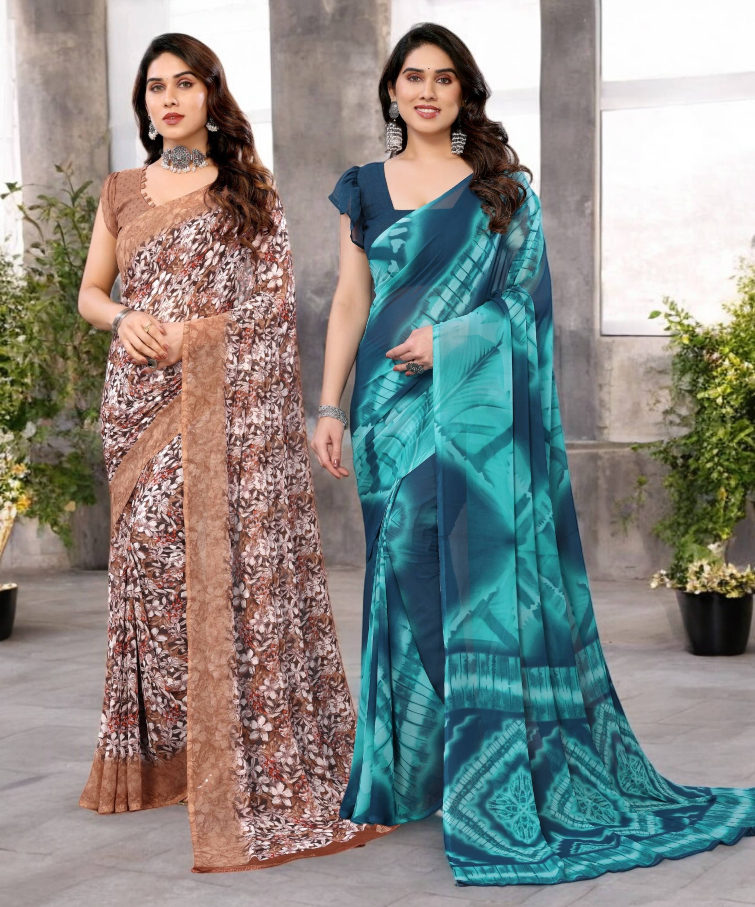 TTH Georgette Printed Saree Without Blouse Piece ( Multicolor 6 ) TTH Georgette Printed Saree Without Blouse Piece ( Multicolor 6 )
