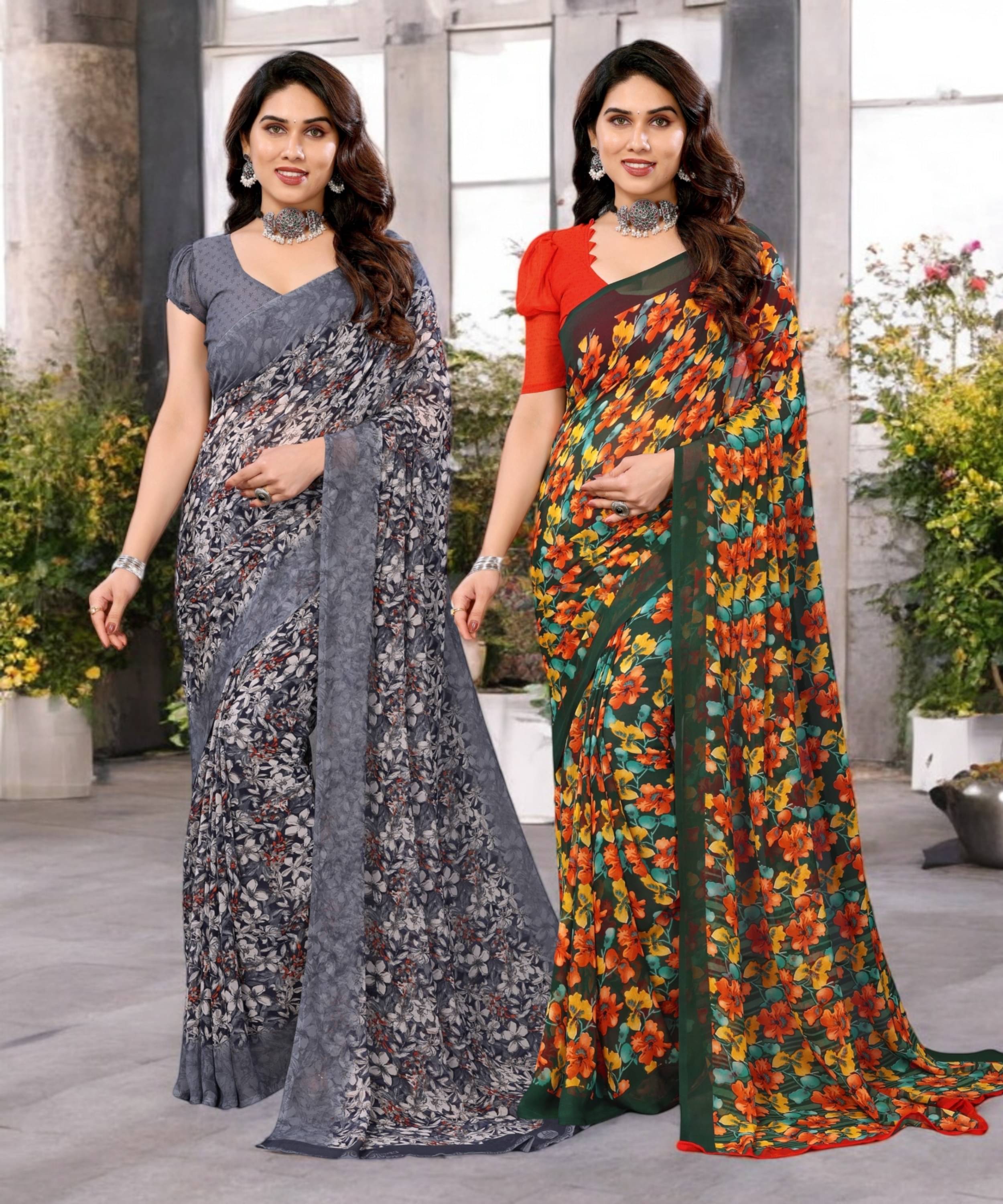 TTH Georgette Printed Saree Without Blouse Piece ( Multicolor 5 )     			TTH Georgette Printed Saree Without Blouse Piece ( Multicolor 5 )