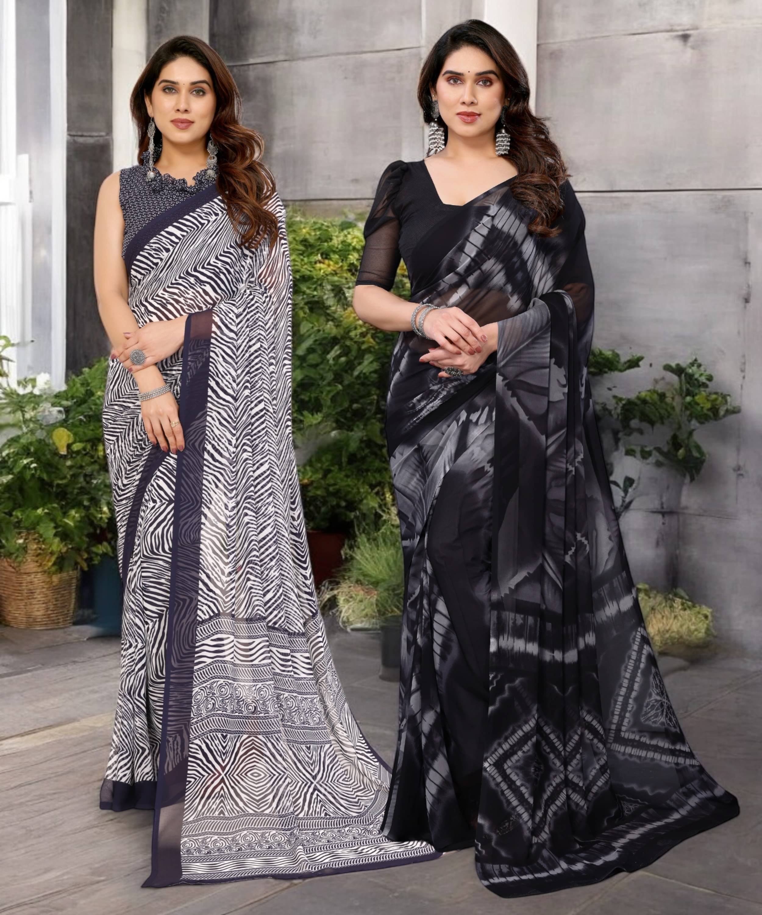     			TTH Georgette Printed Saree Without Blouse Piece ( Multicolor 2 )