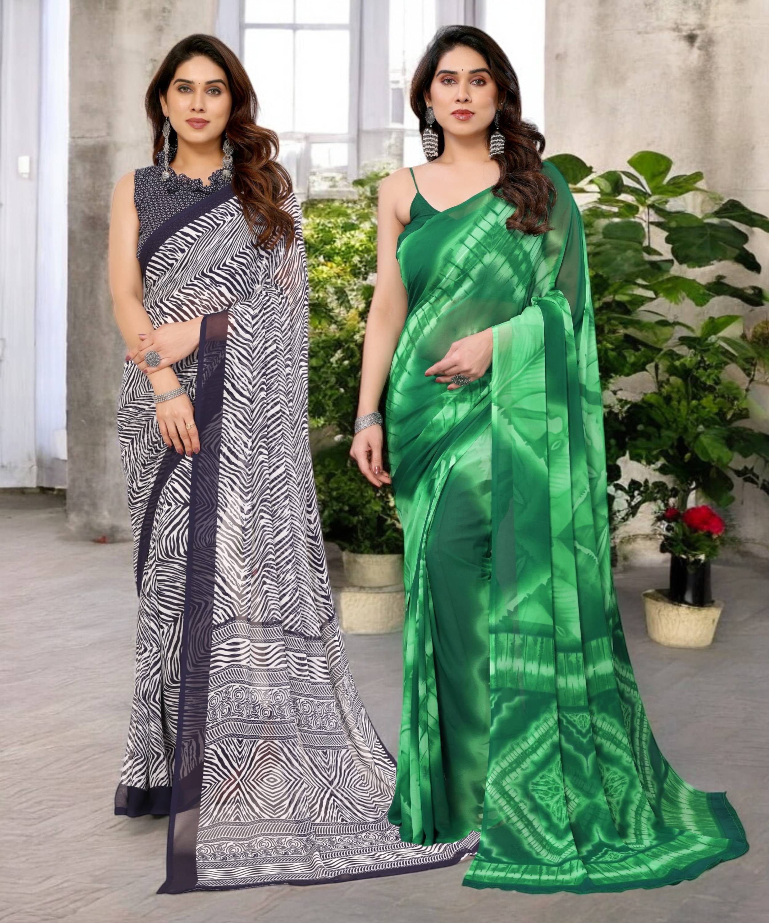     			TTH Georgette Printed Saree Without Blouse Piece ( Multicolor 3 )