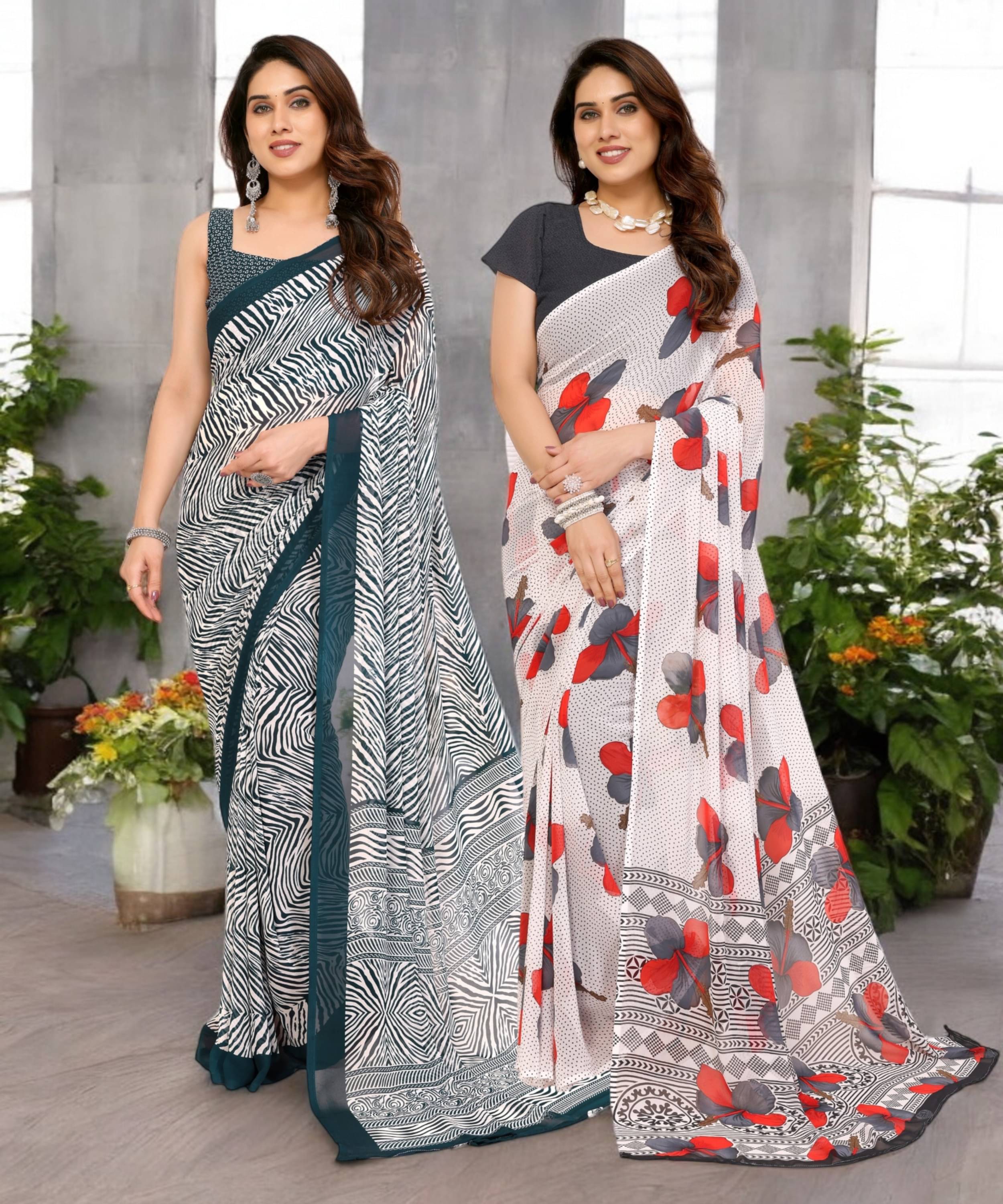     			TTH Georgette Printed Saree Without Blouse Piece ( Multicolor 11 )