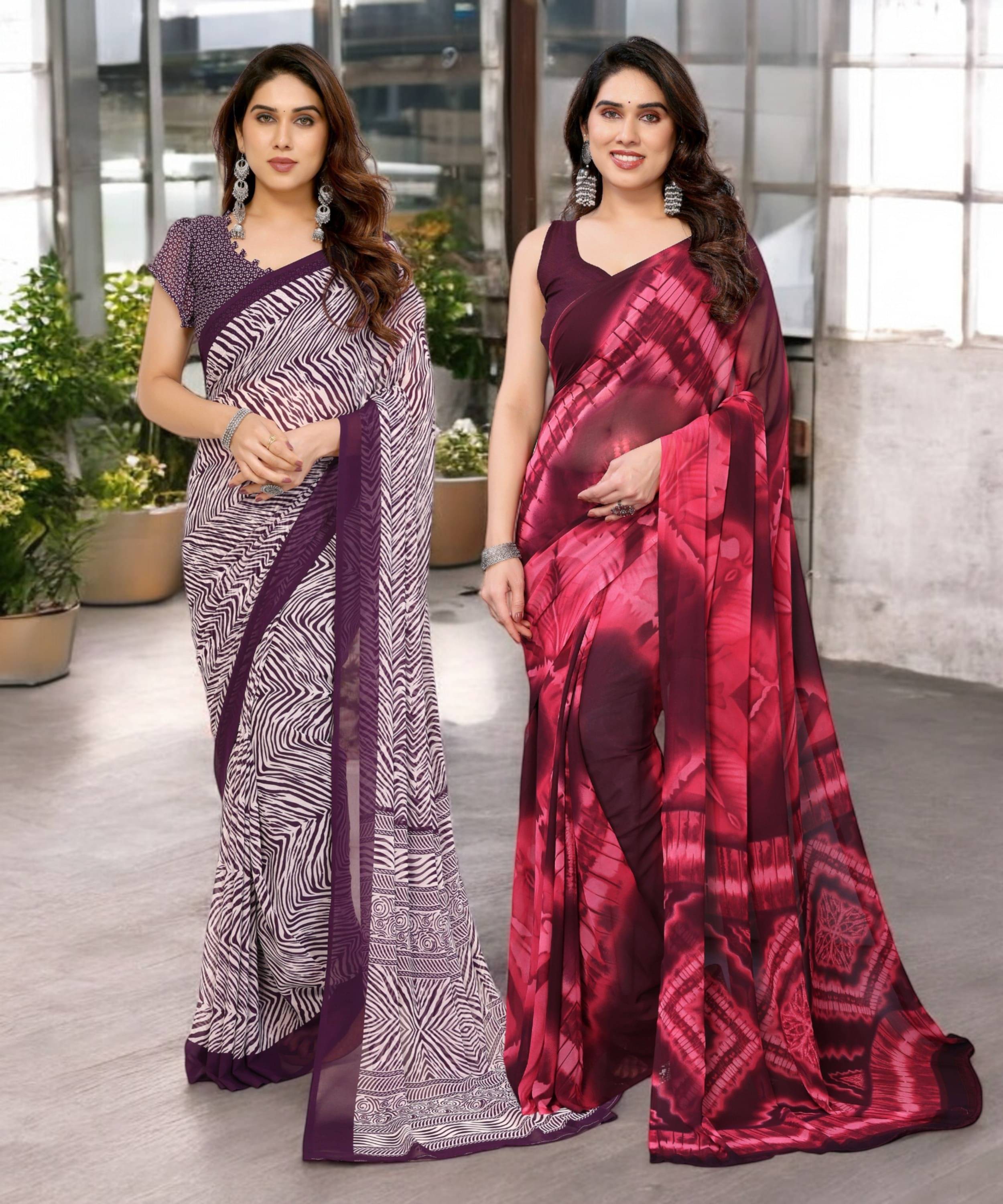     			TTH Georgette Printed Saree Without Blouse Piece ( Multicolor 11 )