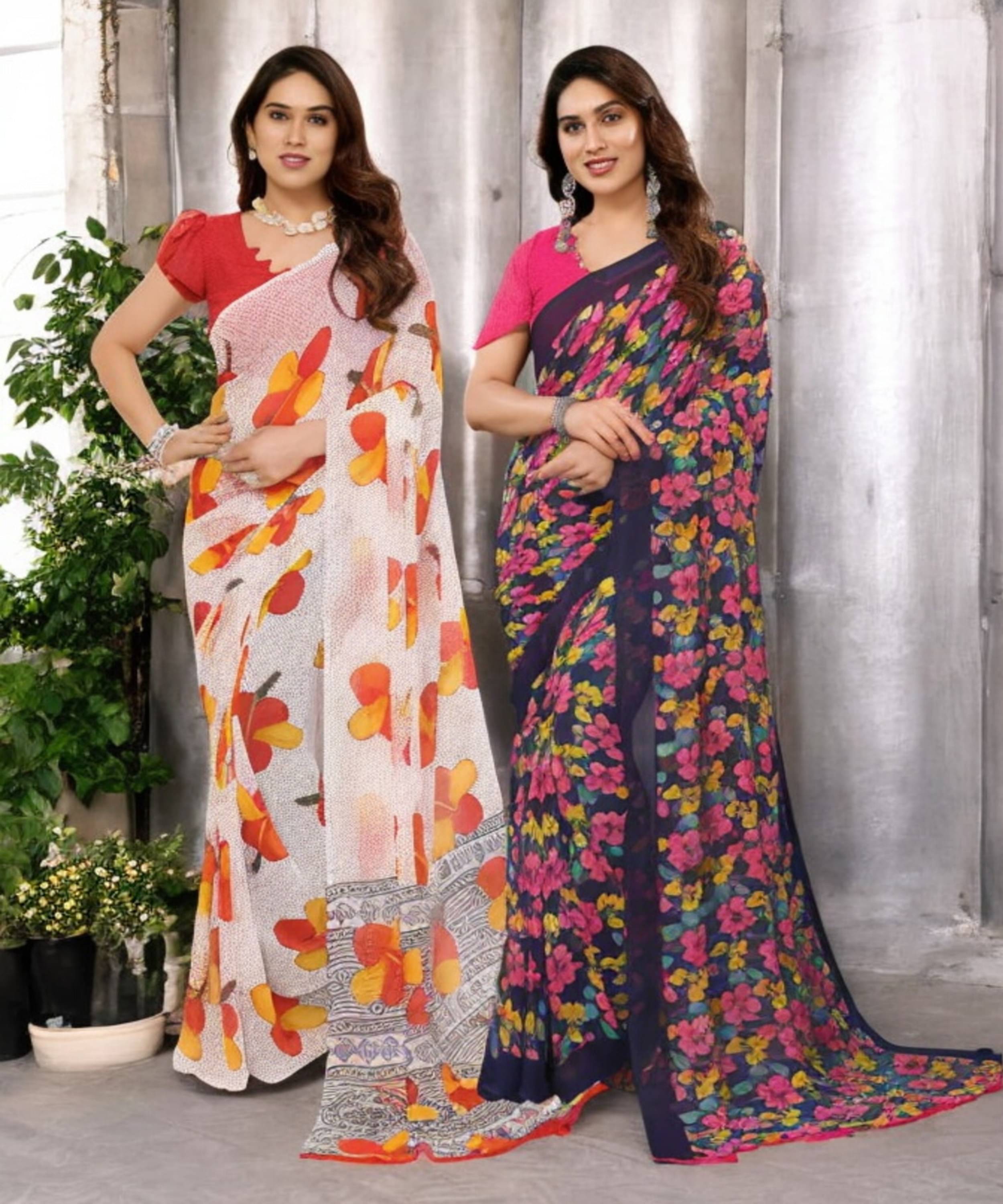 TTH Georgette Printed Saree Without Blouse Piece ( Multicolor 13 )     			TTH Georgette Printed Saree Without Blouse Piece ( Multicolor 13 )