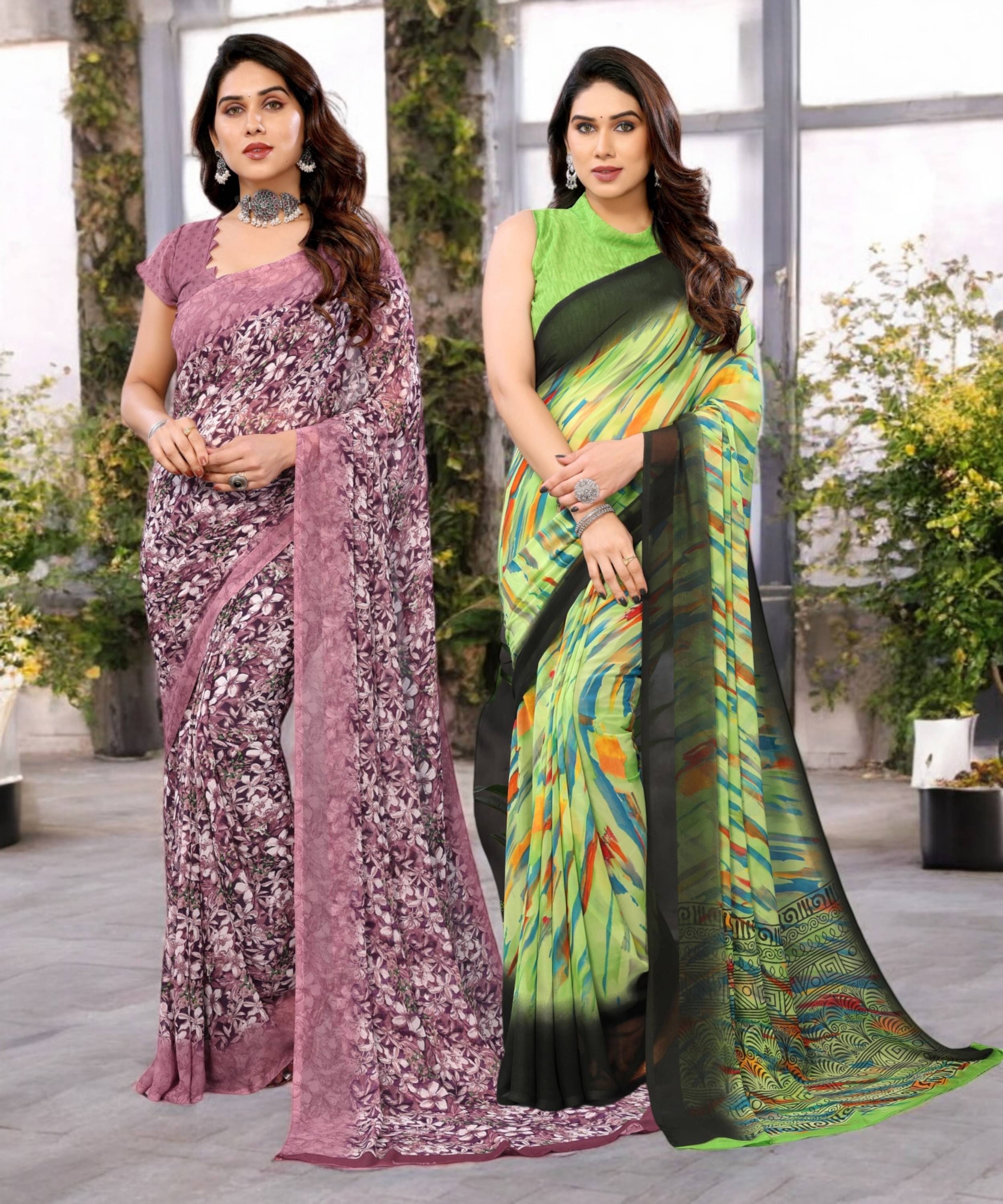     			TTH Georgette Printed Saree Without Blouse Piece ( Multicolor 11 )