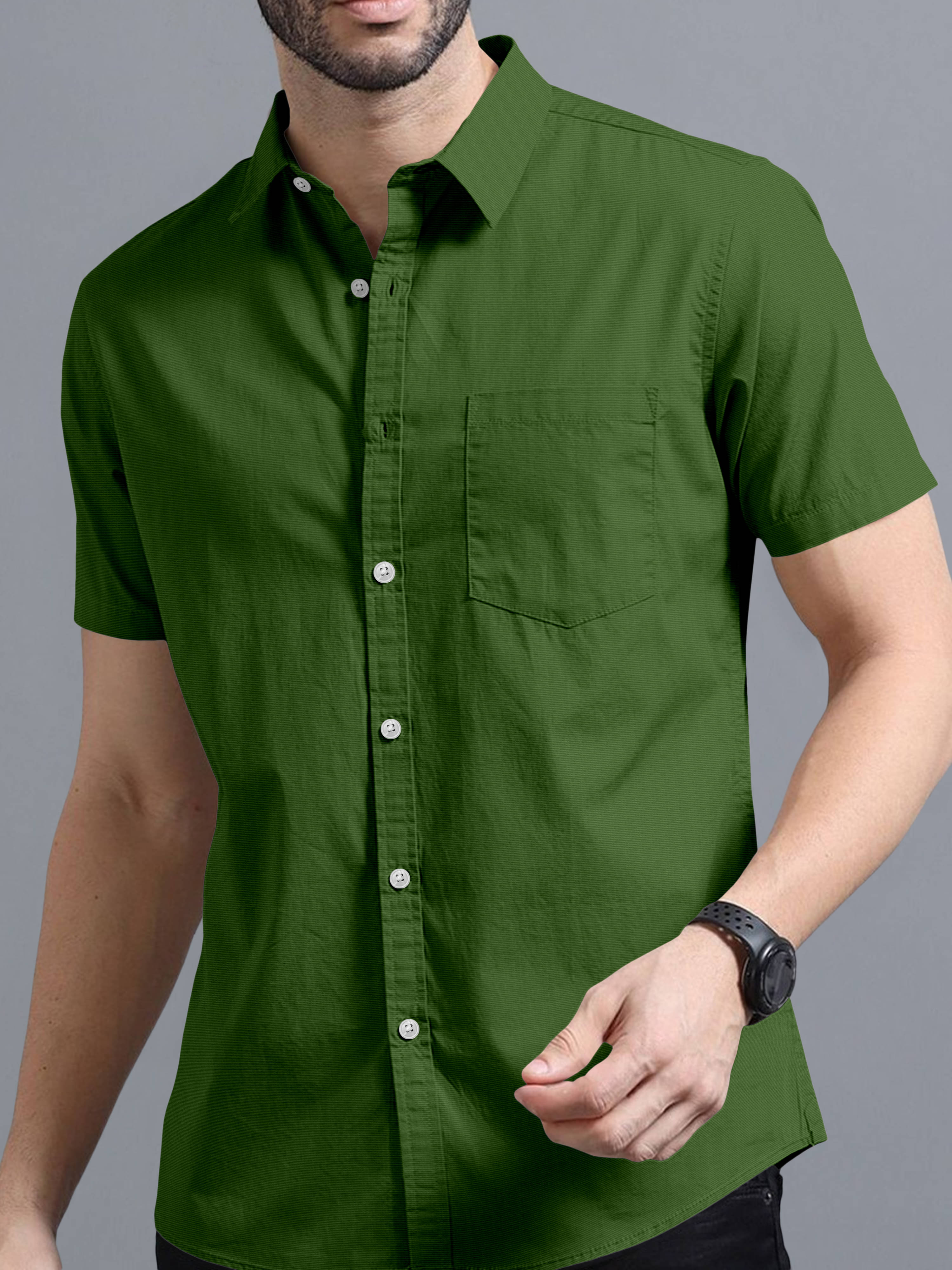 VTEXX Cotton Blend Regular Fit Solids Half Sleeves Men's Casual Shirt - Green ( Pack of 1 ) VTEXX Cotton Blend Regular Fit Solids Half Sleeves Men's Casual Shirt - Green ( Pack of 1 )