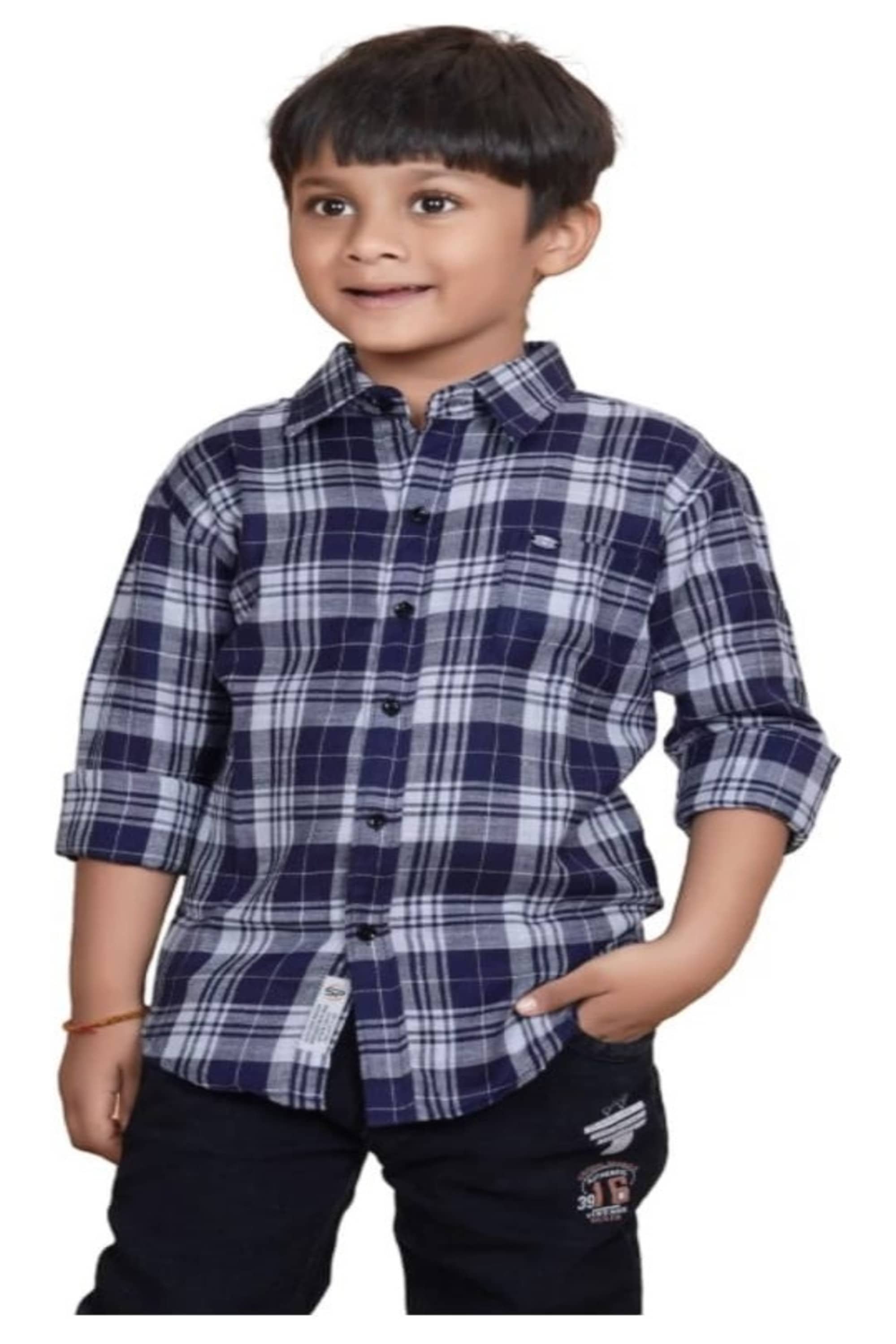 ZAKAR STYLE Pack of 1 Boys Cotton Blend Full Sleeves Shirt ( Blue,White )