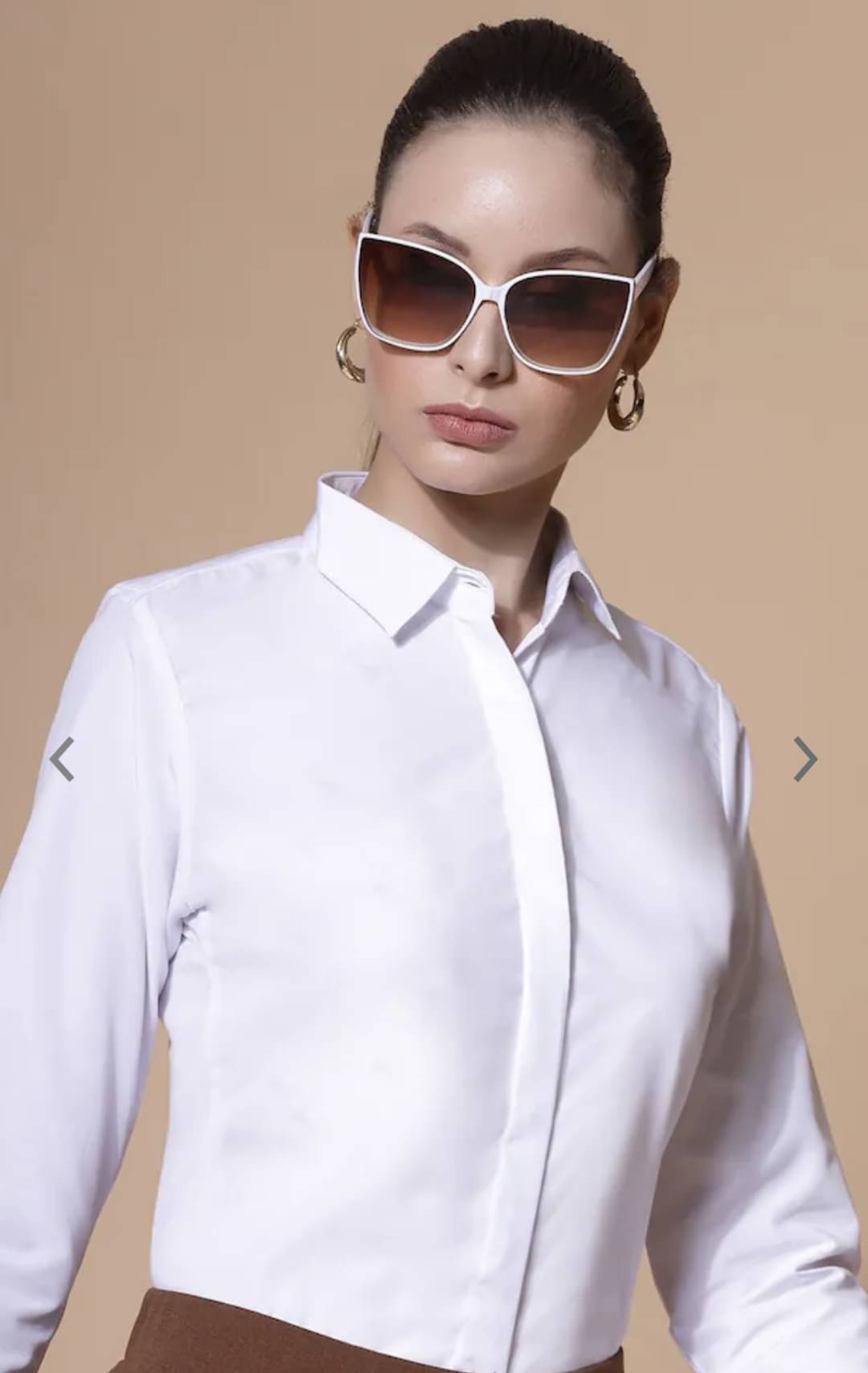     			akshatani Women Solid Poly Crepe Shirt ( White )