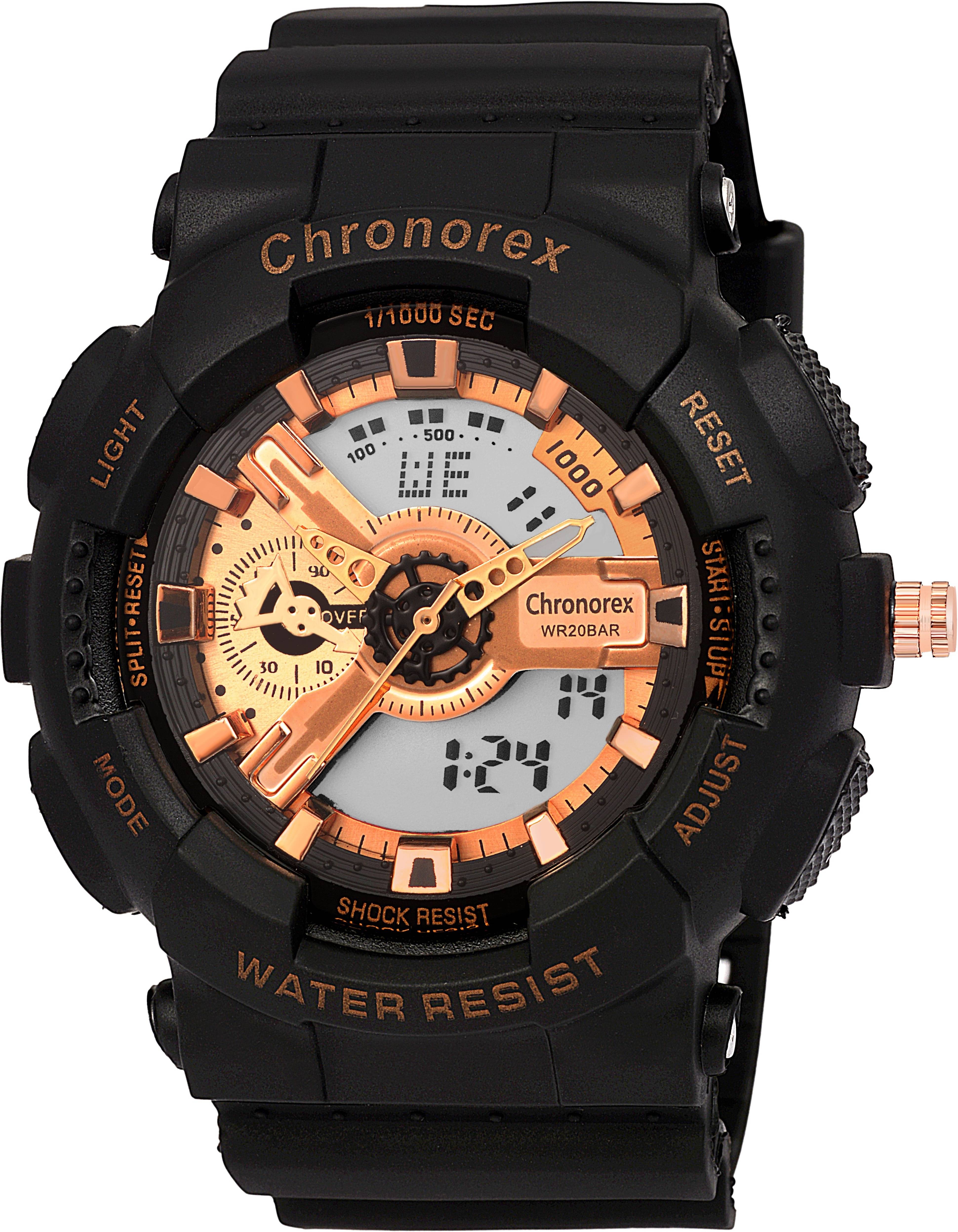     			chronorex Black Silicon Analog-Digital Men's Watch