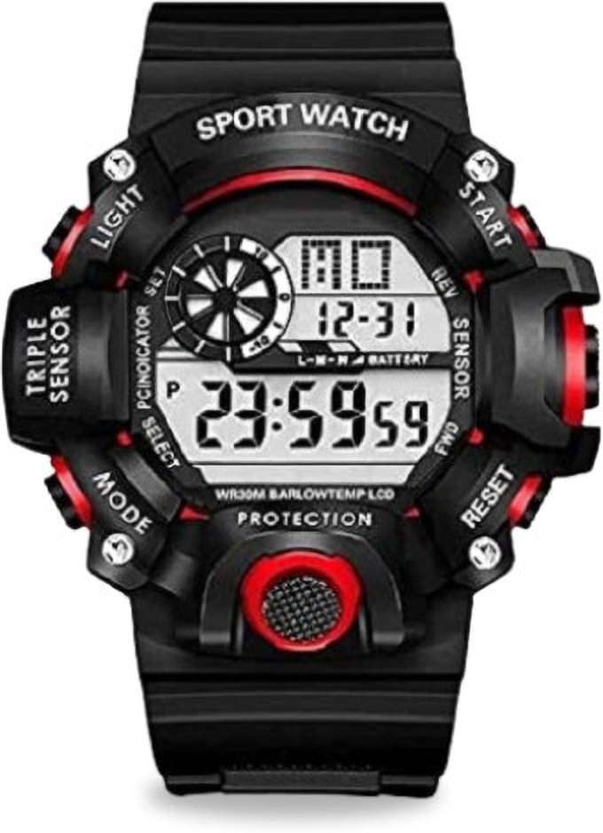     			chronorex Black Silicon Digital Men's Watch