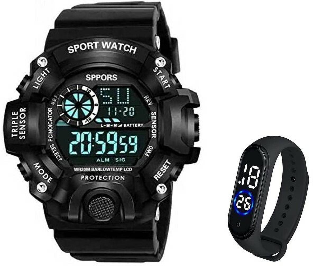     			chronorex Black Silicon Digital Men's Watch