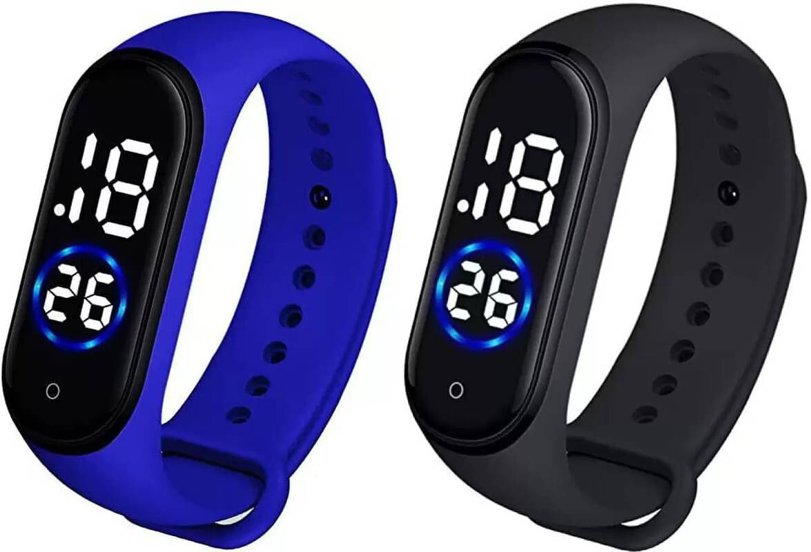     			chronorex Blue PU Digital Men's Watch