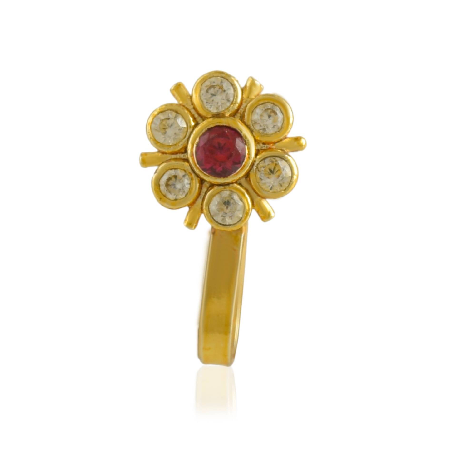 ADMIER GOLD PLATED CZ STUDDED FLORAL DESIGN DESIGNER NATH NOSEPIN FOR GIRLS WOMEN     			ADMIER GOLD PLATED CZ STUDDED FLORAL DESIGN DESIGNER NATH NOSEPIN FOR GIRLS WOMEN
