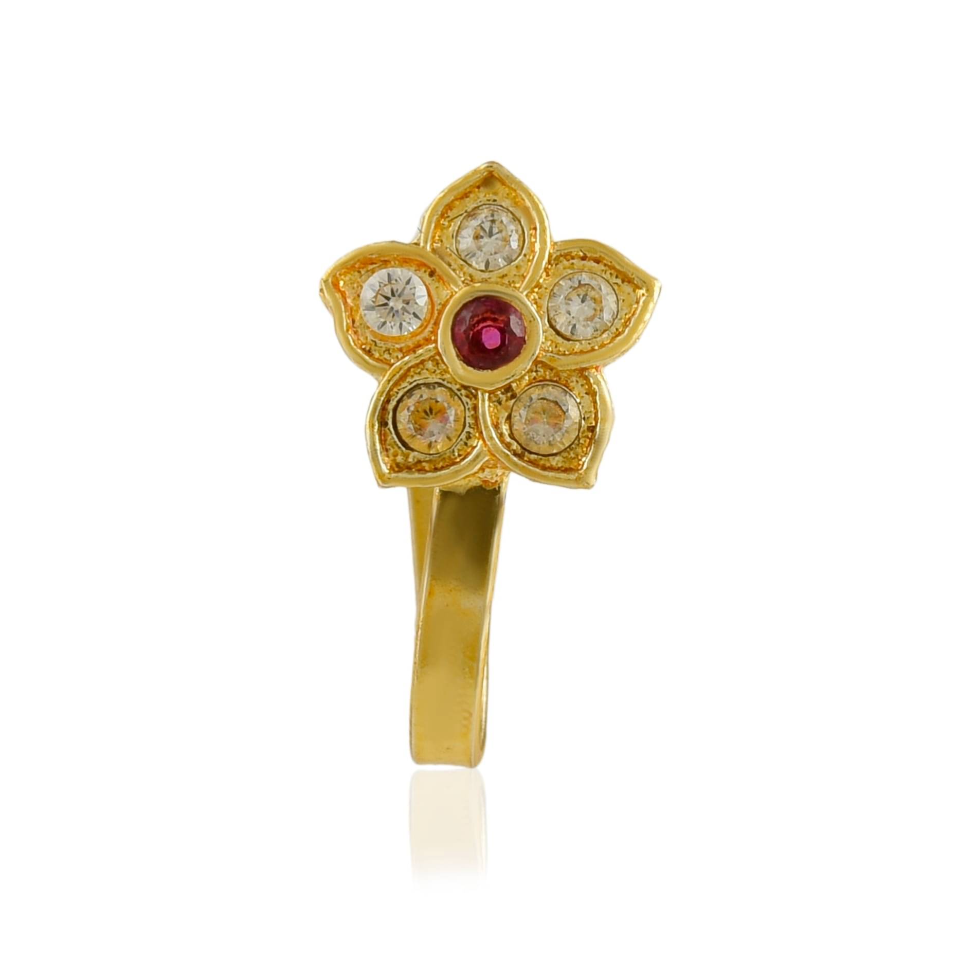 ADMIER GOLD PLATED CZ STUDDED FLORAL DESIGN DESIGNER NATH NOSEPIN FOR GIRLS WOMEN     			ADMIER GOLD PLATED CZ STUDDED FLORAL DESIGN DESIGNER NATH NOSEPIN FOR GIRLS WOMEN