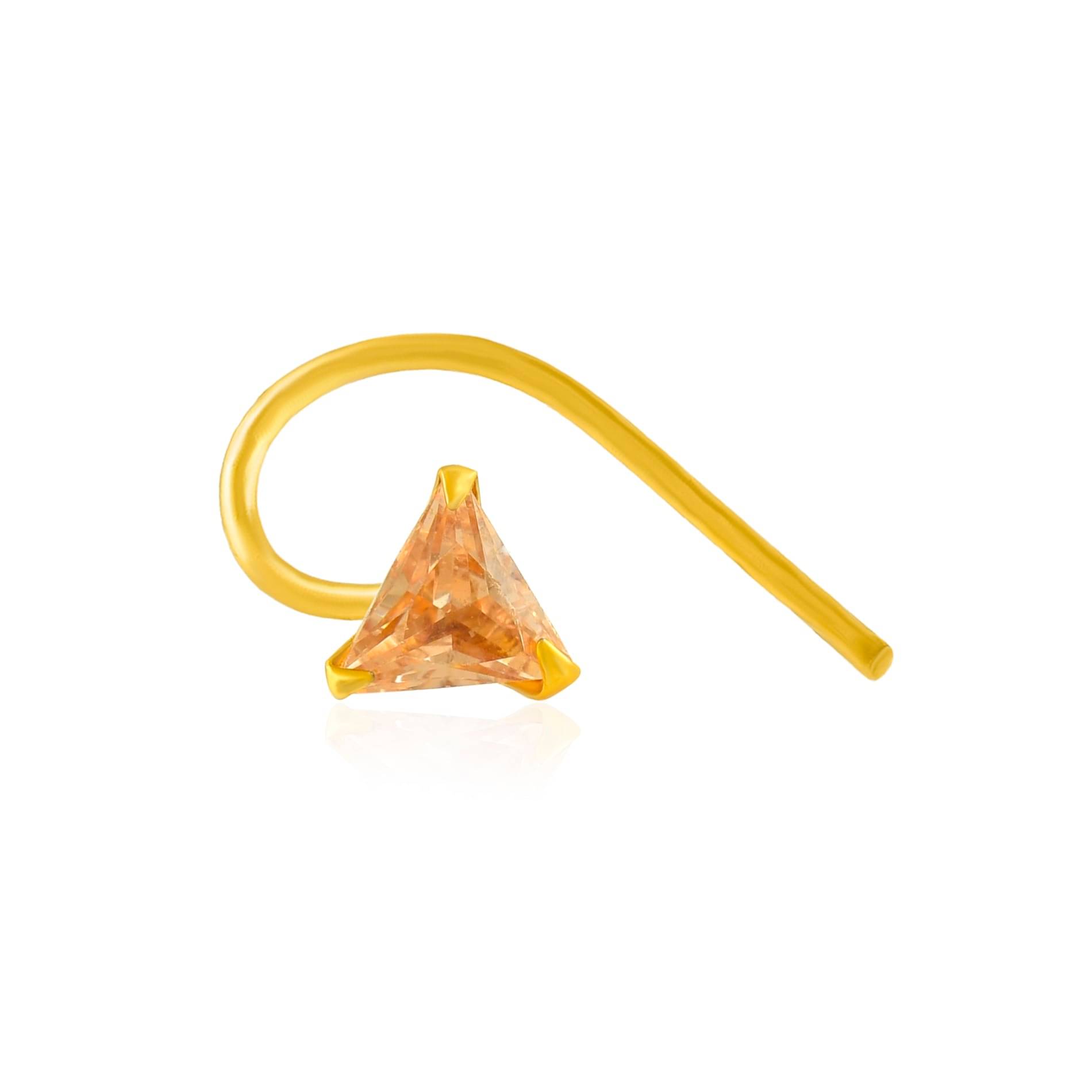 ADMIER Gold plated brass TRIANGLE shape faux diamond cz fashion nose pin for girls women ADMIER Gold plated brass TRIANGLE shape faux diamond cz fashion nose pin for girls women