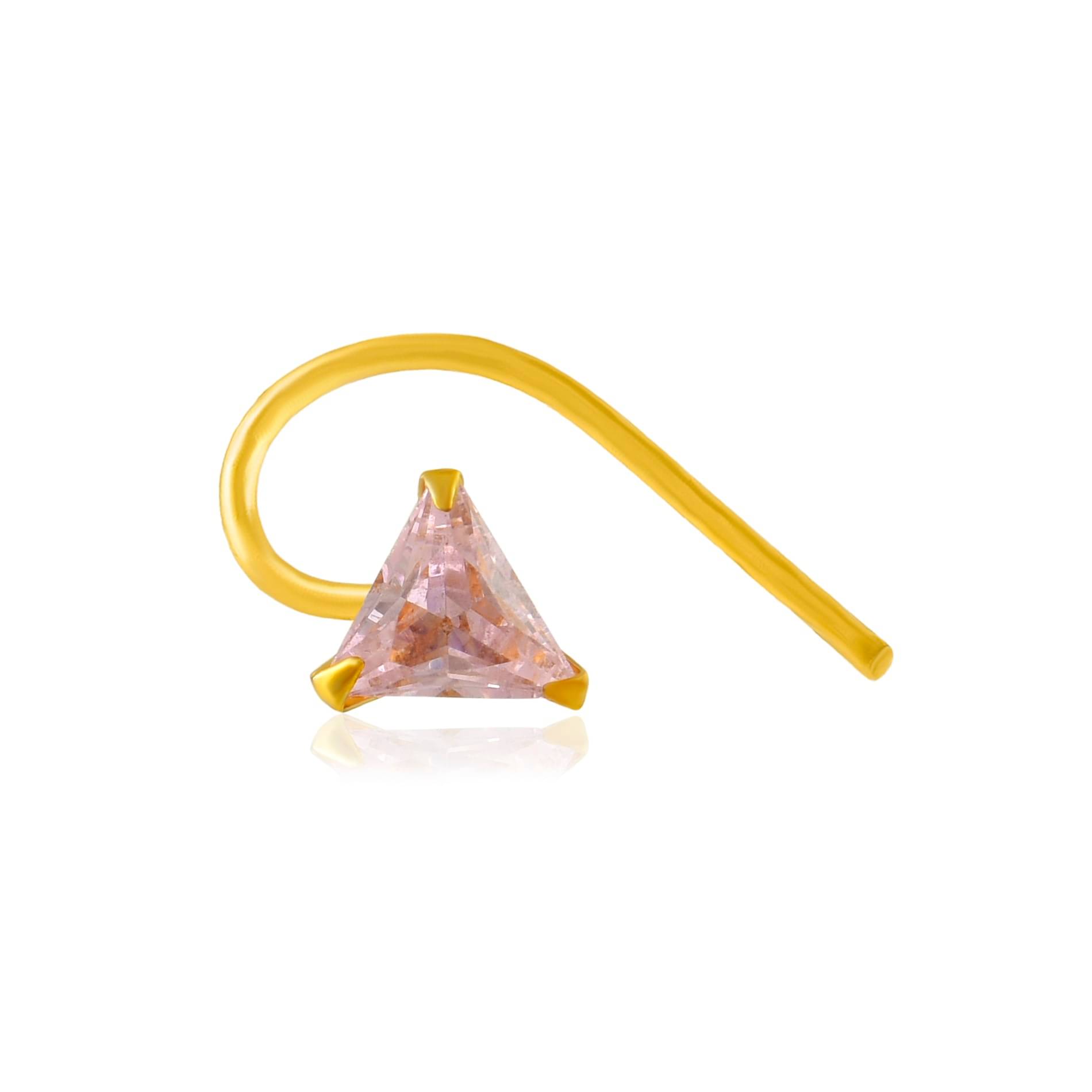 ADMIER Gold plated brass TRIANGLE shape faux diamond cz fashion nose pin for girls women ADMIER Gold plated brass TRIANGLE shape faux diamond cz fashion nose pin for girls women