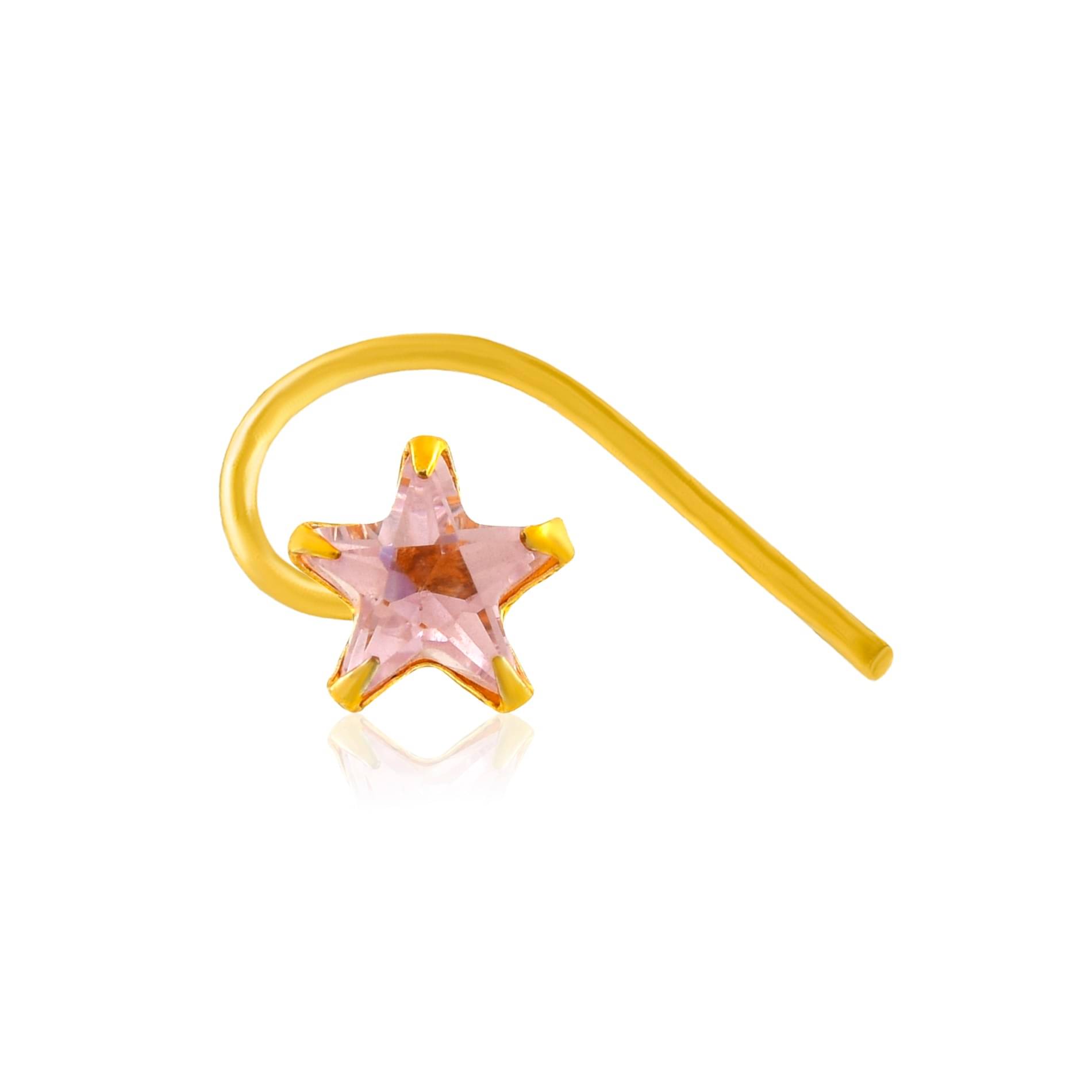     			ADMIER Gold plated brass star shape faux diamond cz fashion nose pin for girls women
