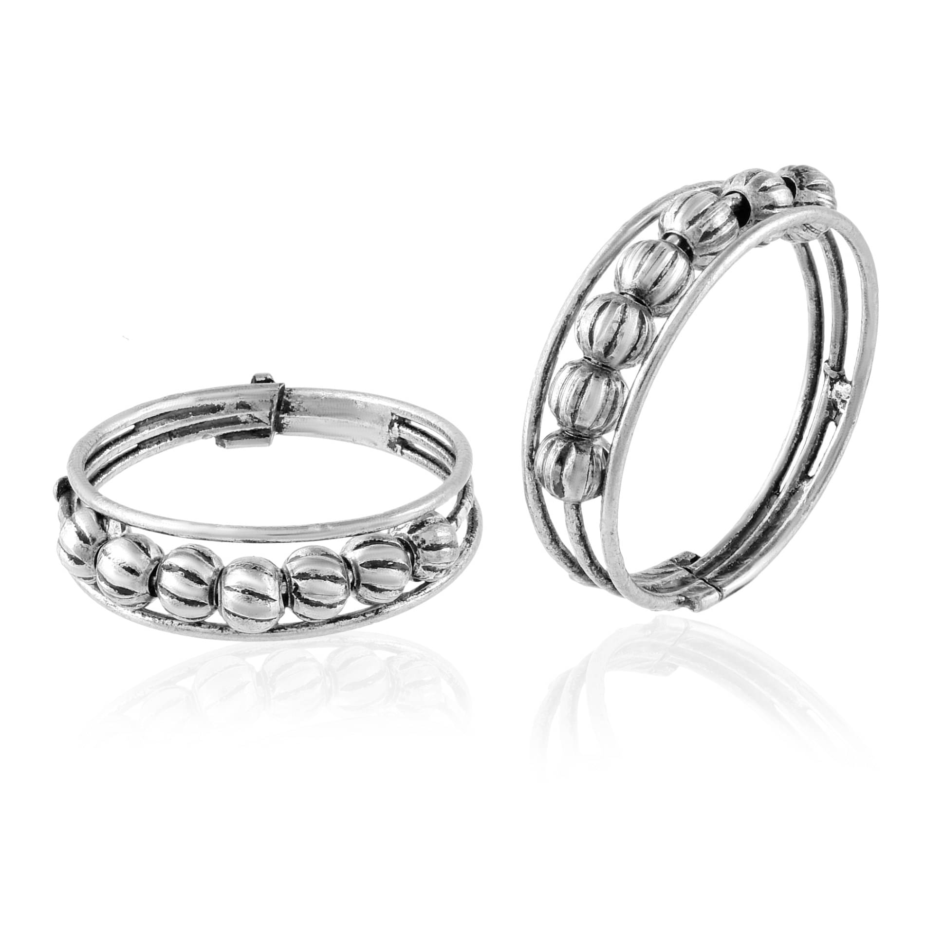     			ADMIER Silver Toe Rings ( Pack of 2 )