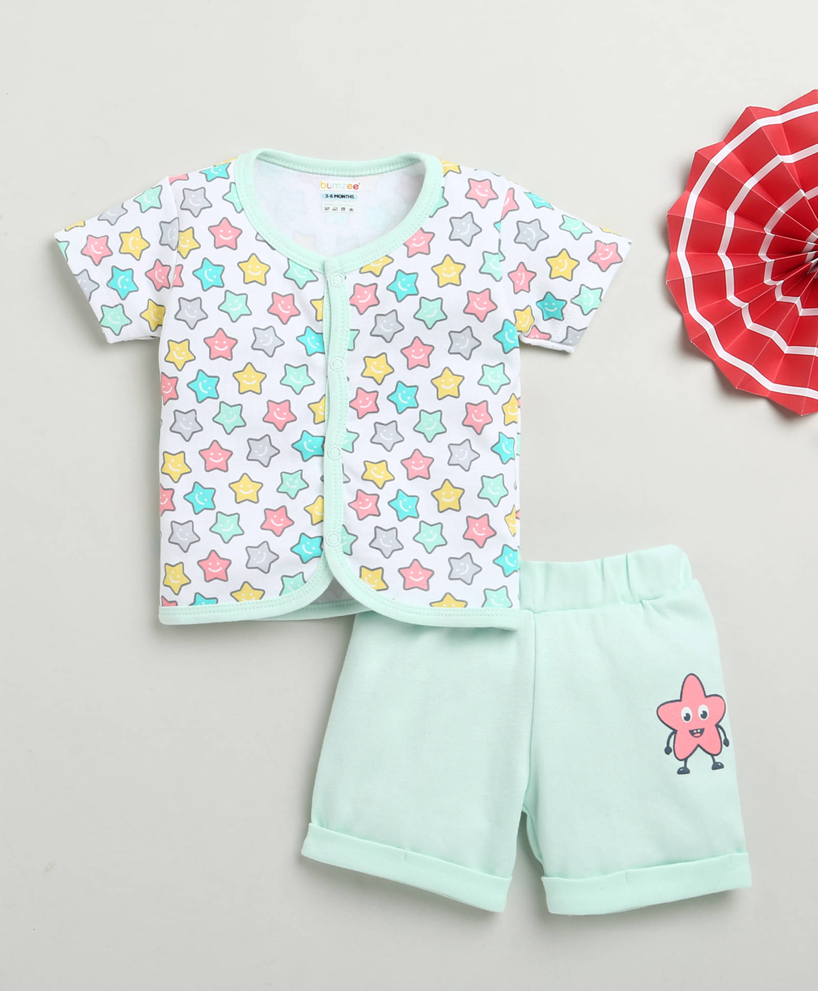     			BUMZEE Pack of 1 Baby Boys Cotton Top & Shorts ( White )