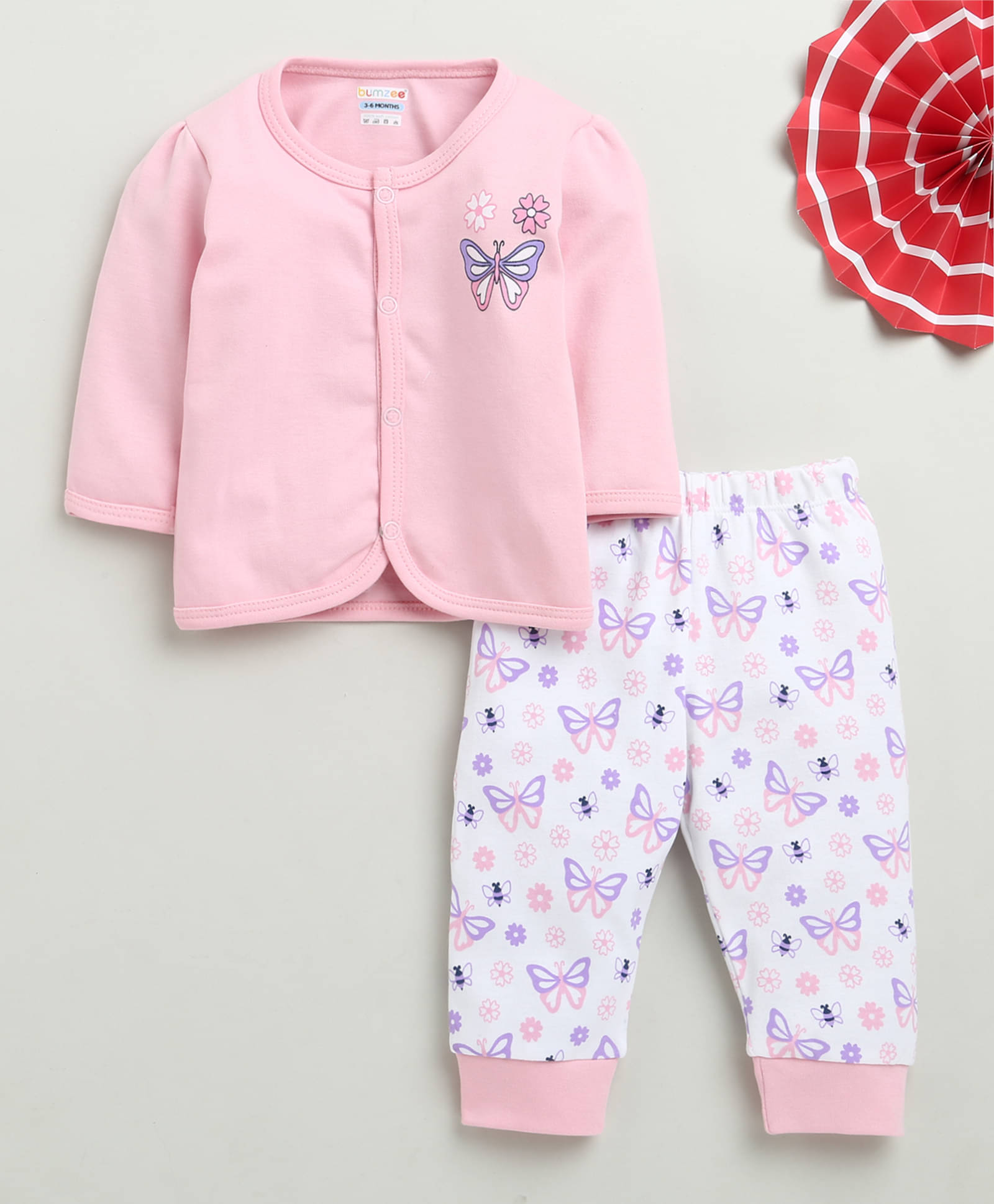     			BUMZEE Pack of 1 Baby Girls 100% Cotton Pyjama ( Pink )