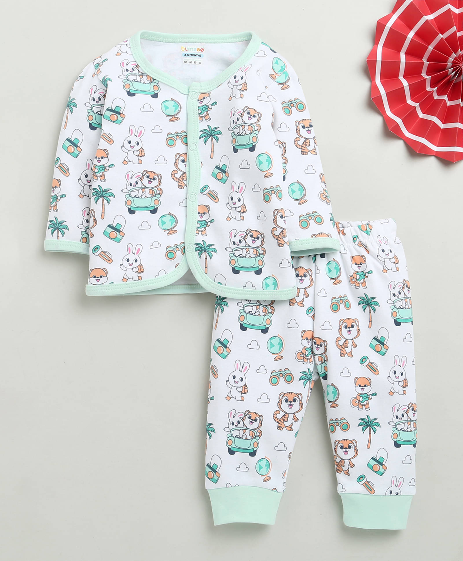     			BUMZEE Pack of 1 Baby Girls 100% Cotton Pyjama ( White )