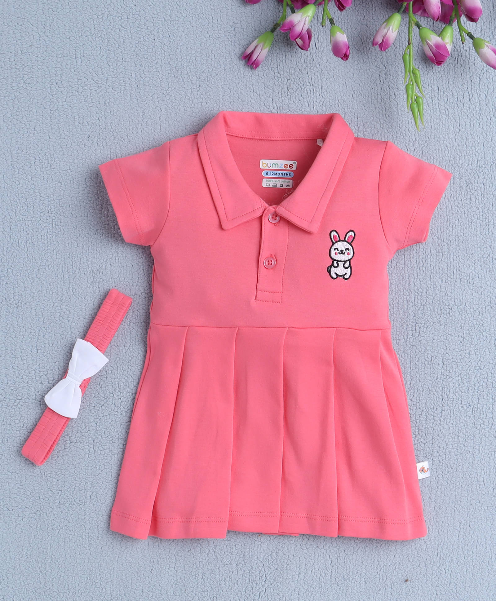     			BUMZEE Pack of 1 Baby Girls Cotton Dress ( Coral )