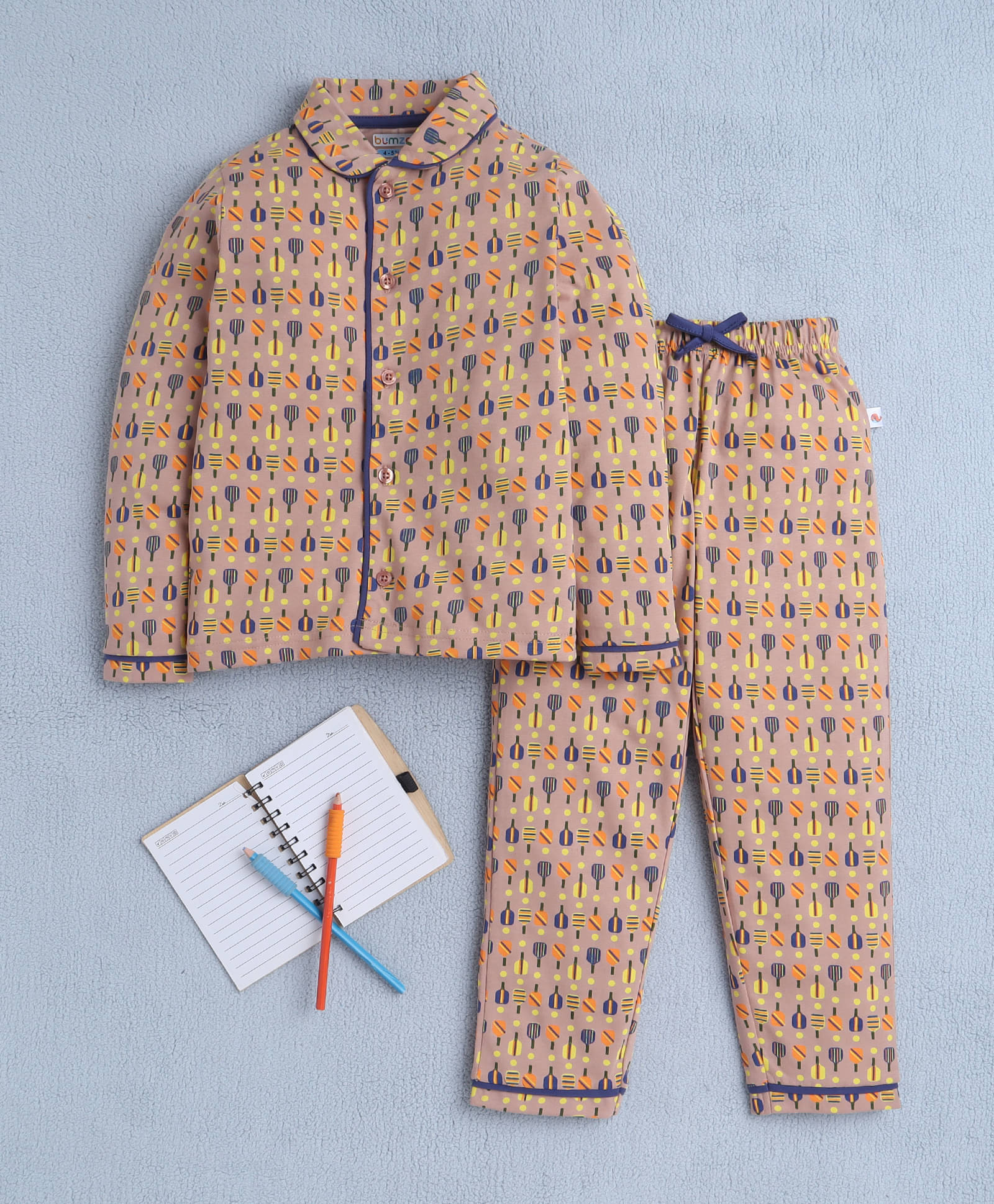     			BUMZEE Pack of 1 Boys 100% Cotton Tshirt & Pajama Set ( Brown )