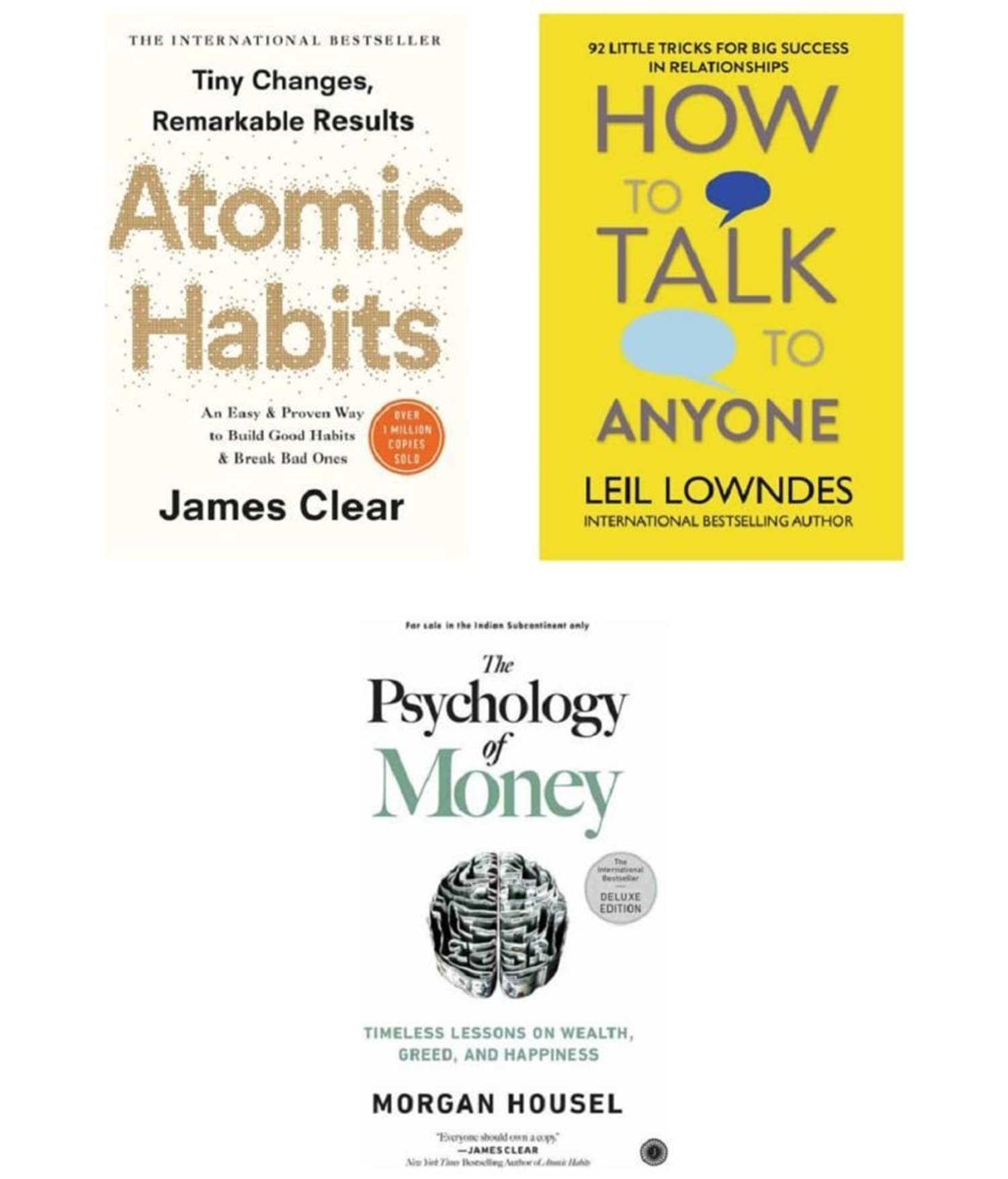 ( Combo Of 3 Pack ) Atomic Habits & How to Talk to Anyone & The Psychology of Money - Paperback , English , Book - ( Combo Of 3 Pack ) Atomic Habits & How to Talk to Anyone & The Psychology of Money - Paperback , English , Book -