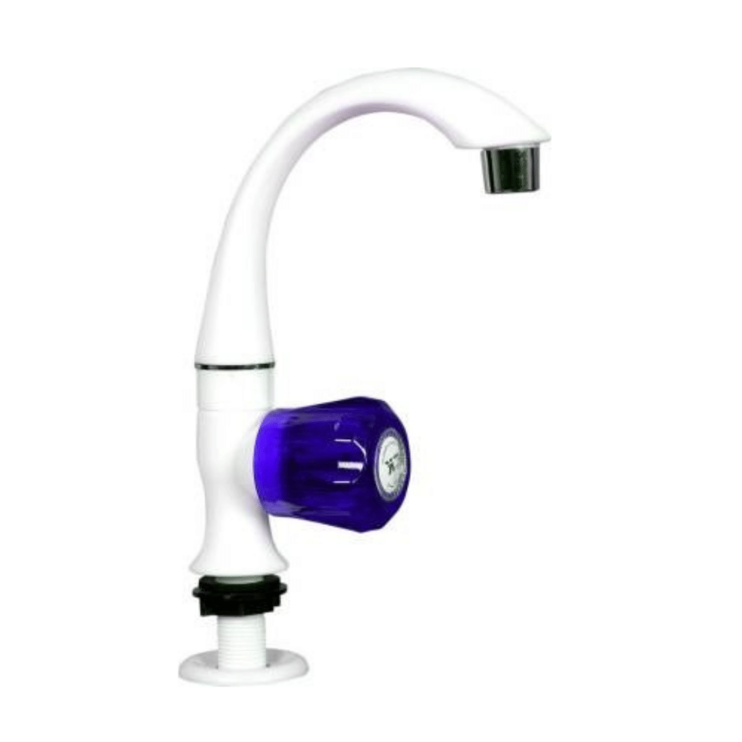     			Cossimo Crystal Blue PVC Swan Neck for Wash Basin - 1 PCS Plastic (ABS) Wash Basin Tap (Pillar Cock)